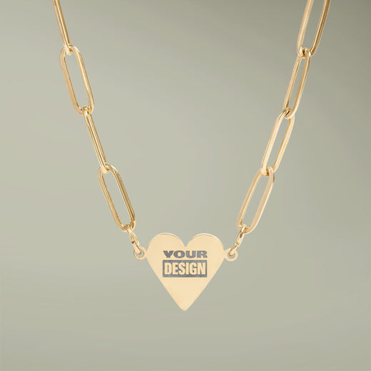 Engravable Paperclip Heart Necklace — Personalized Heart Pendant Chain (Custom Name)