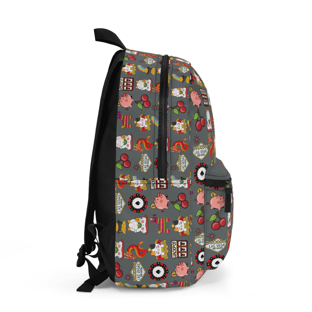 Custom Vegas Print Backpack, Personalized Casino Travel Bag, Vegas Theme Tote, Gambling Lover Gift, Las Vegas Souvenir, Casino Lover