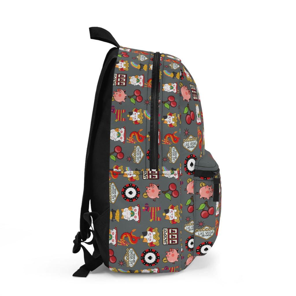 Custom Vegas Print Backpack, Personalized Casino Travel Bag, Vegas Theme Tote, Gambling Lover Gift, Las Vegas Souvenir, Casino Lover