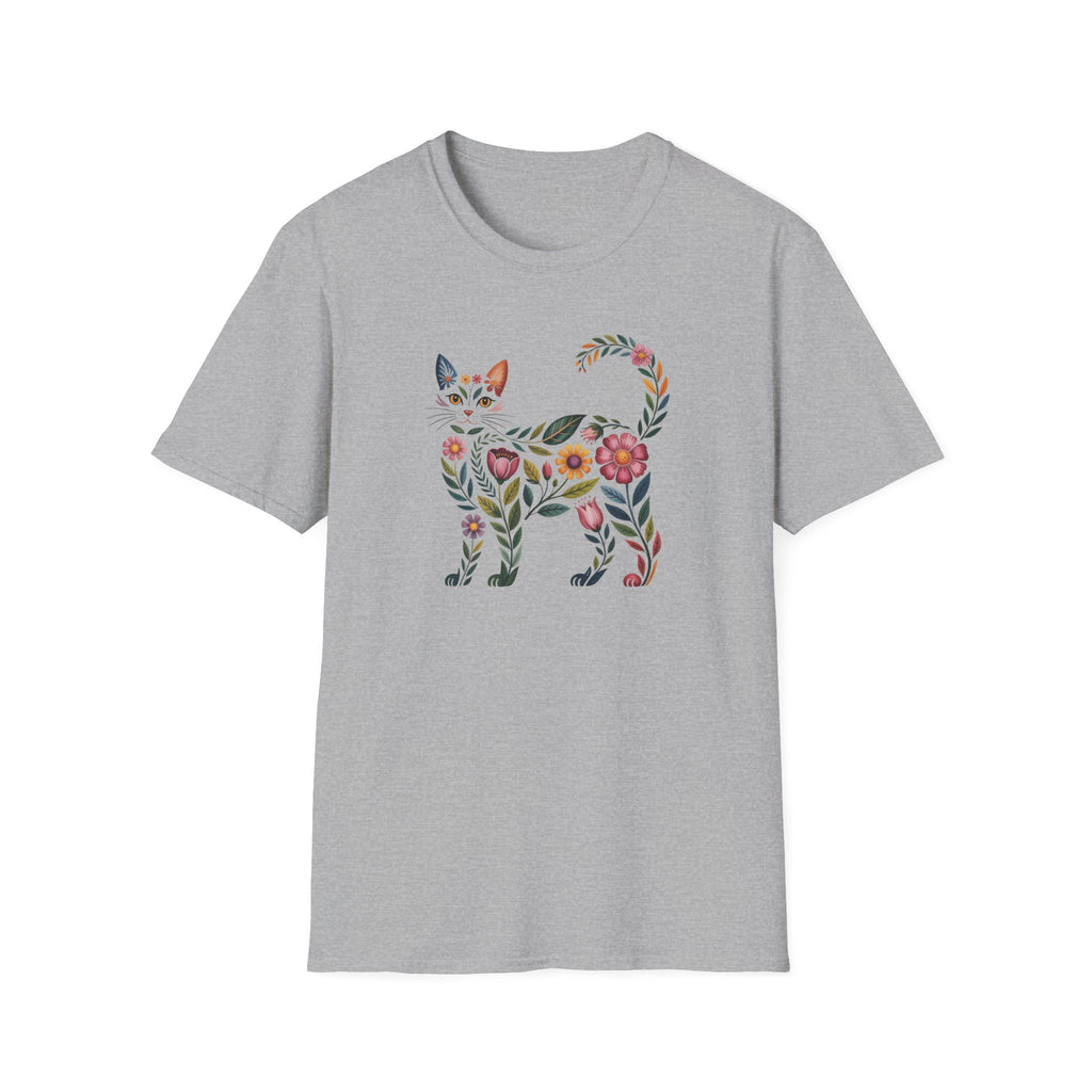 Floral Boho Cat Tee — Cat Lover T-Shirt