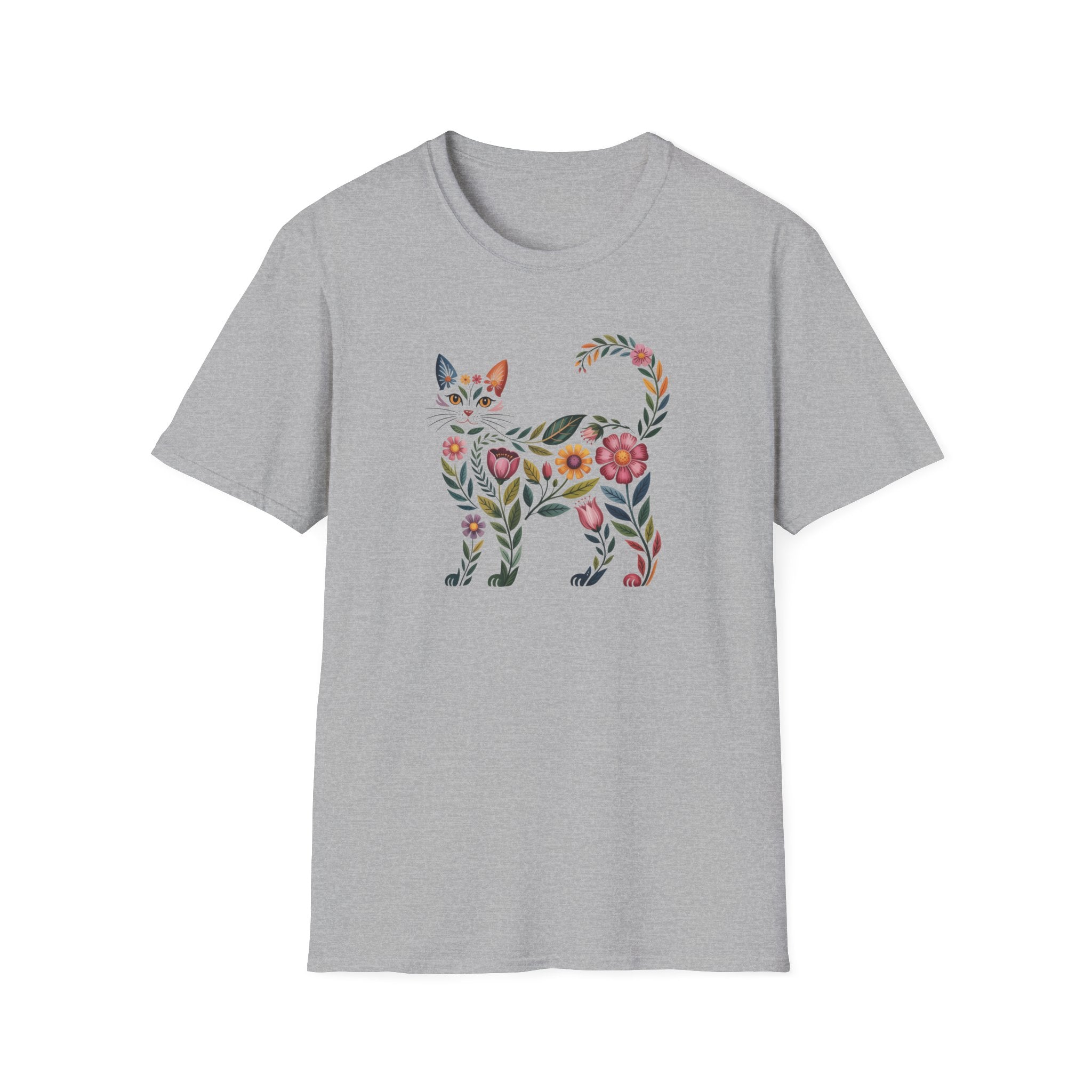 Floral Boho Cat Tee — Cat Lover T-Shirt