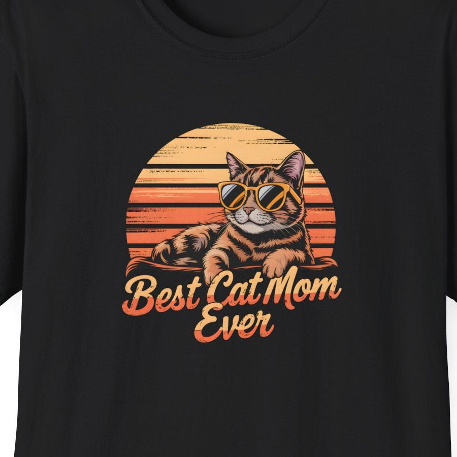 Cat Mom T-Shirt, Mother's Day Shirt, Best Cat Mom Ever Tee, Cat Lover Gift, Sunset Graphic Shirt