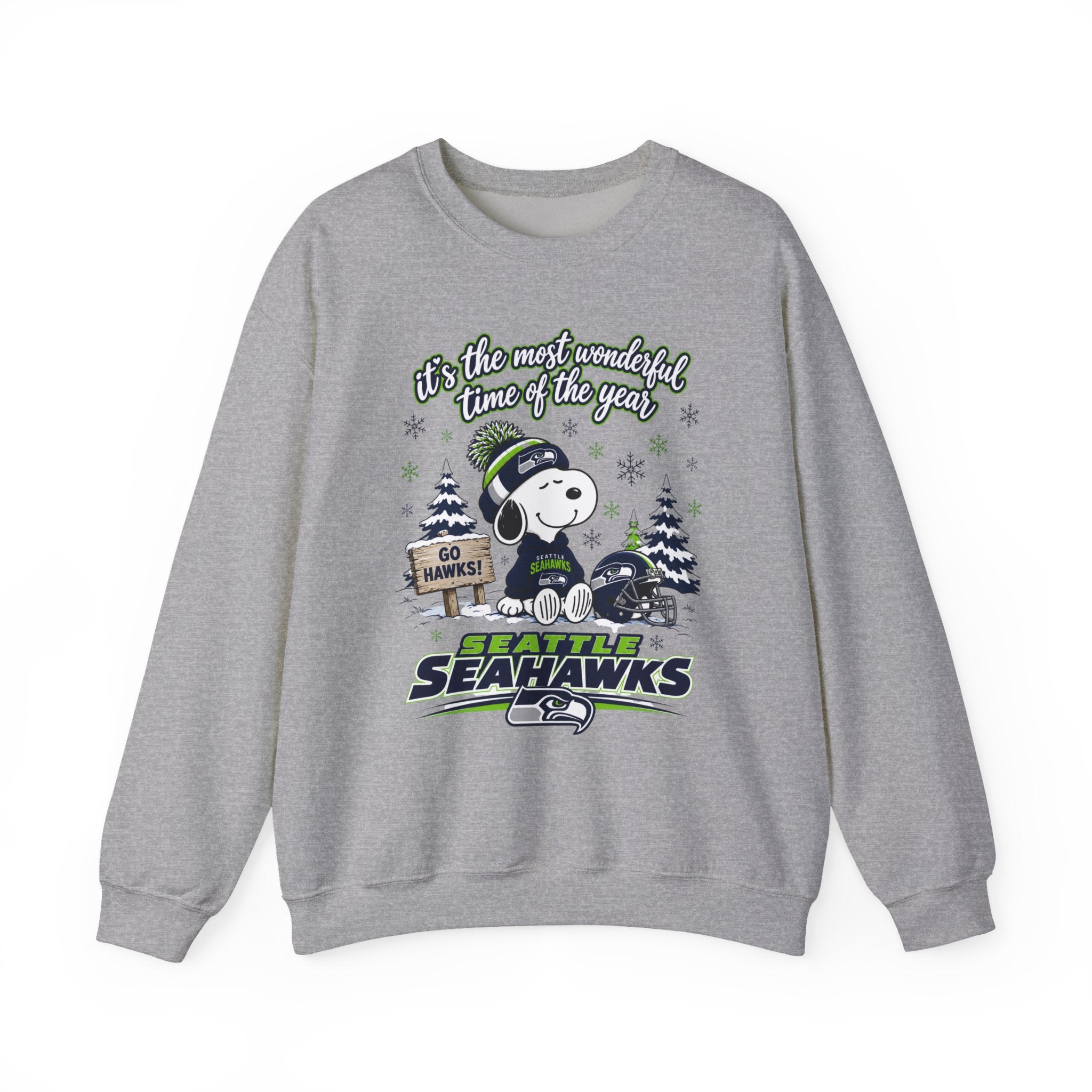 Seattle Seahawks Snowy Snoopy “It’s the Most Wonderful Time of the Year” Sweatshirt