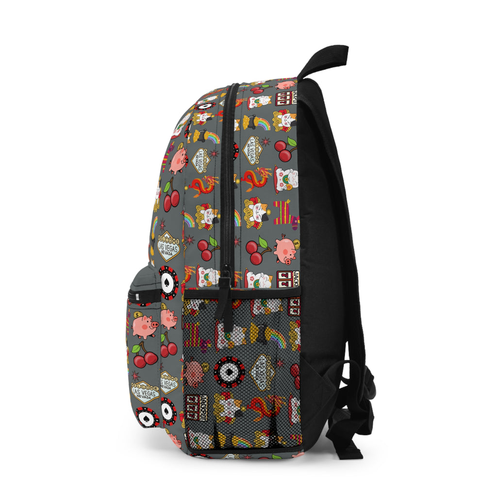 Custom Vegas Print Backpack, Personalized Casino Travel Bag, Vegas Theme Tote, Gambling Lover Gift, Las Vegas Souvenir, Casino Lover