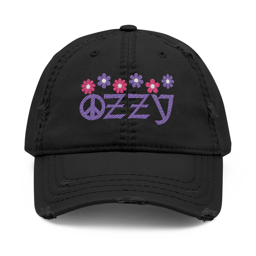 Embroidered Ozzy Memorial Flowers Dad Hat, Ozzy Fan Cap, Classic Tribute Baseball Hat, Unisex Distressed Dad Hat