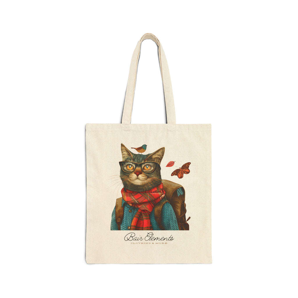 Personalized Woodland Cat Tote, Heavy Canvas Shopping Tote, Cat Shopping Tote