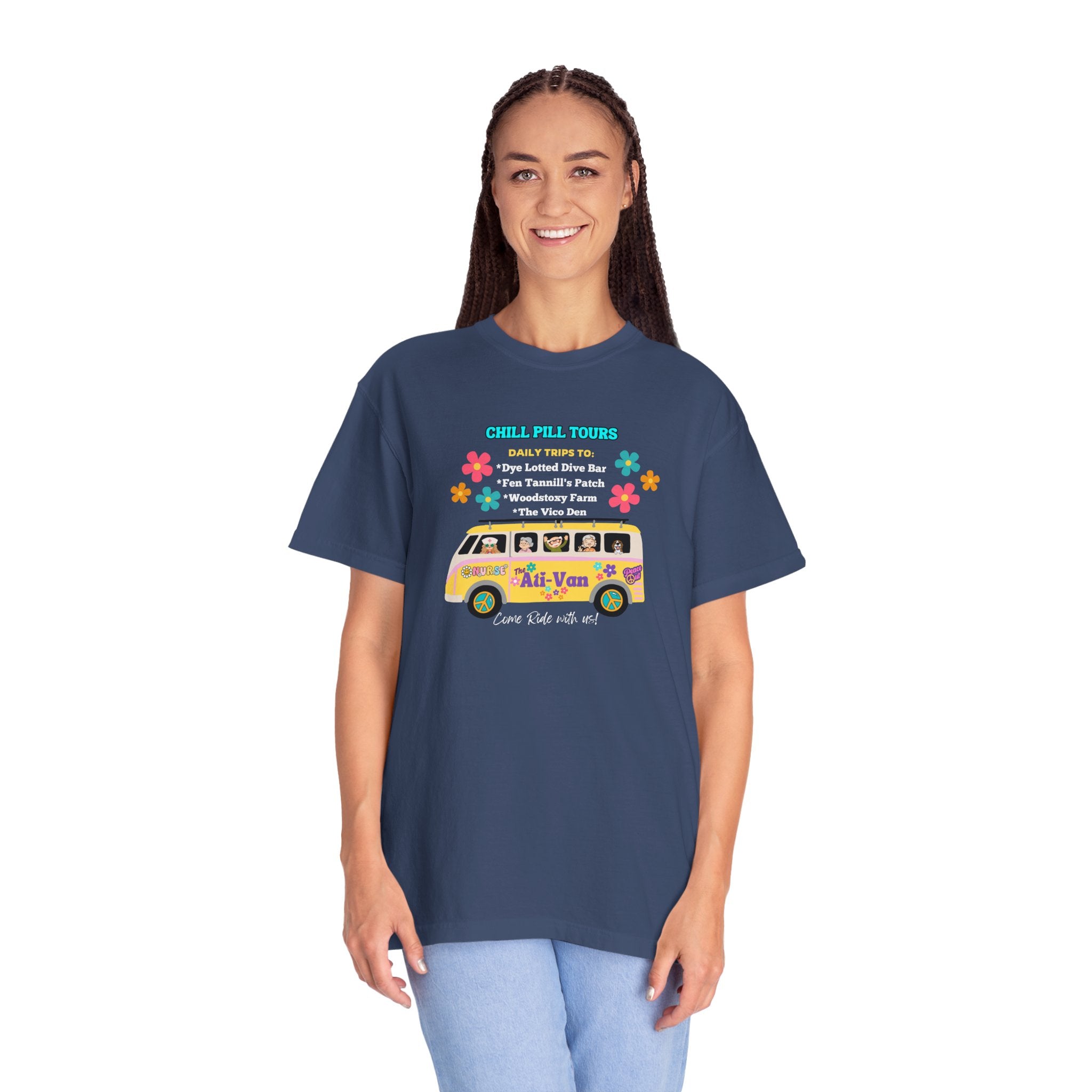 Chill Pill Tours, Funny Nurse T-Shirt, Ati-Van Ride, Unisex Tee, 100% Cotton, Nurse Gift, Soft Nurse T-Shirt