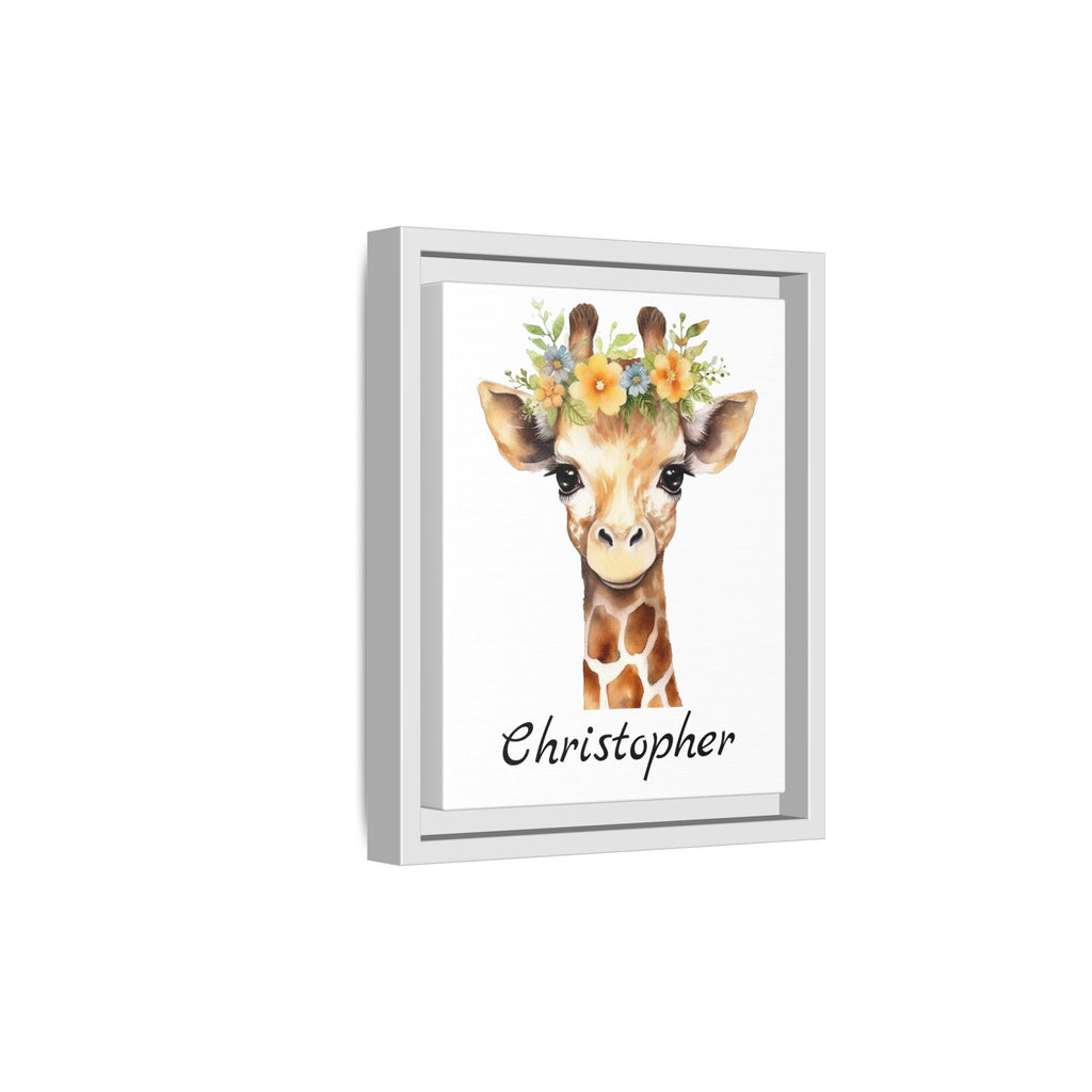 Personalized Baby Giraffe Matte Canvas, Nursery Wall Art