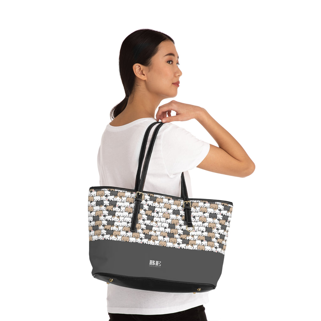 Designer Cats Leather Tote Bag