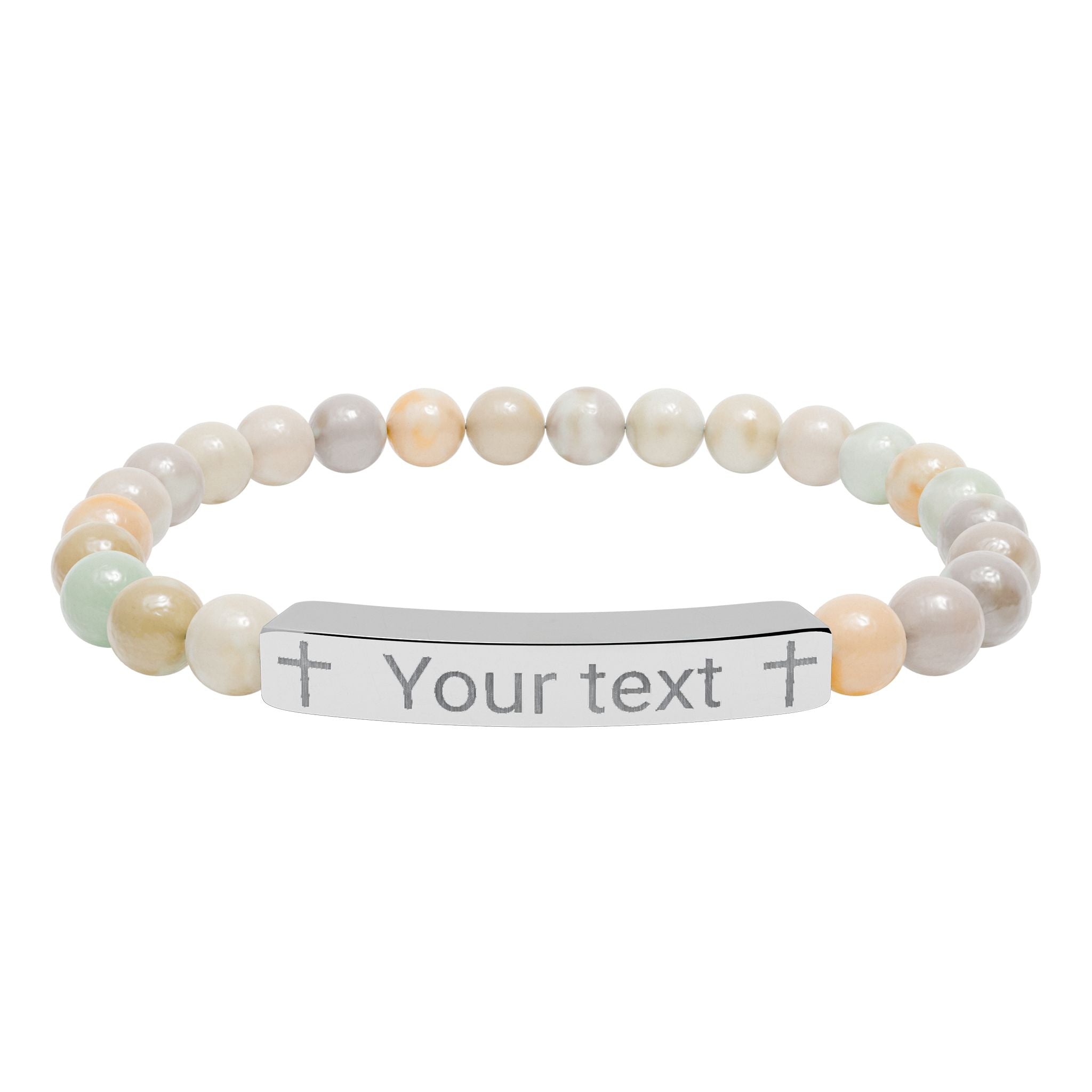 Engraved Name Bar Stone Bracelet, Personalized Natural Stone Bracelet, Custom Name, 18k Gold