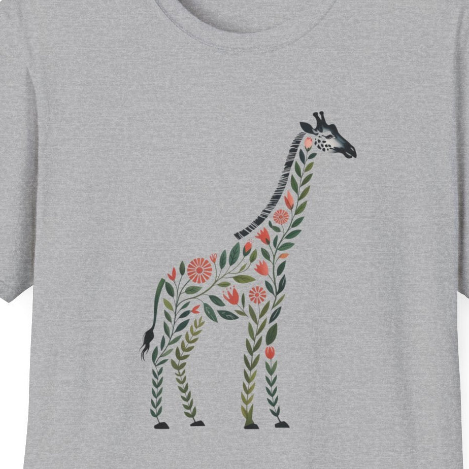 Giraffe Floral Graphic T-Shirt — Spring Floral Tee (Personalize Option)
