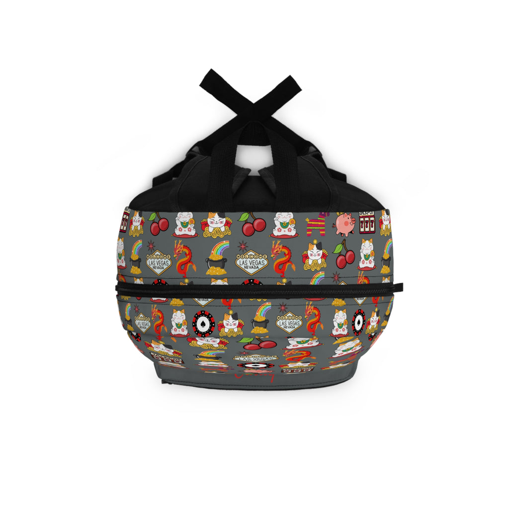 Custom Vegas Print Backpack, Personalized Casino Travel Bag, Vegas Theme Tote, Gambling Lover Gift, Las Vegas Souvenir, Casino Lover