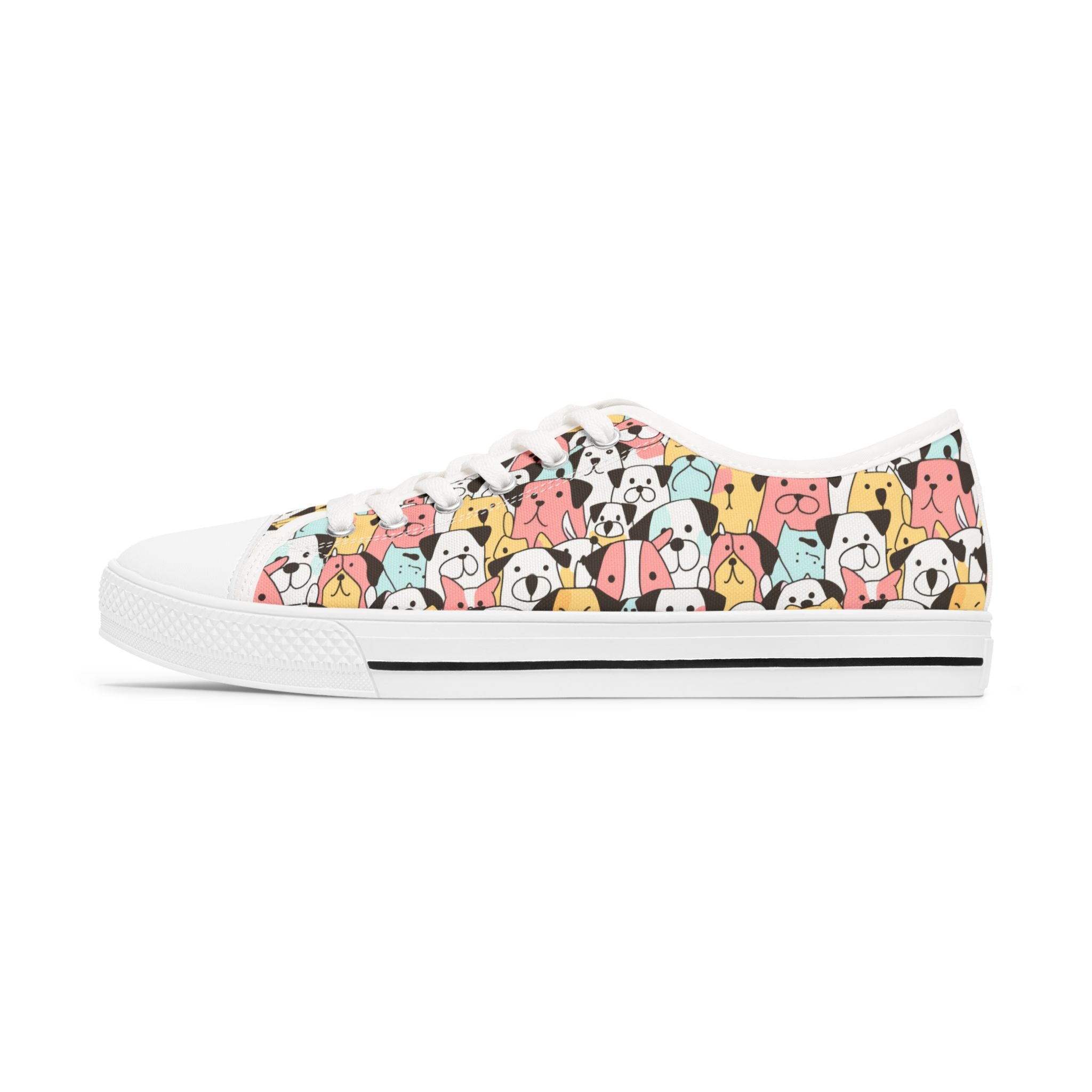 Dog Faces Sneakers, Cute Animal Shoes, Women's Low Tops, Dog Lover Gift, Casual Footwear