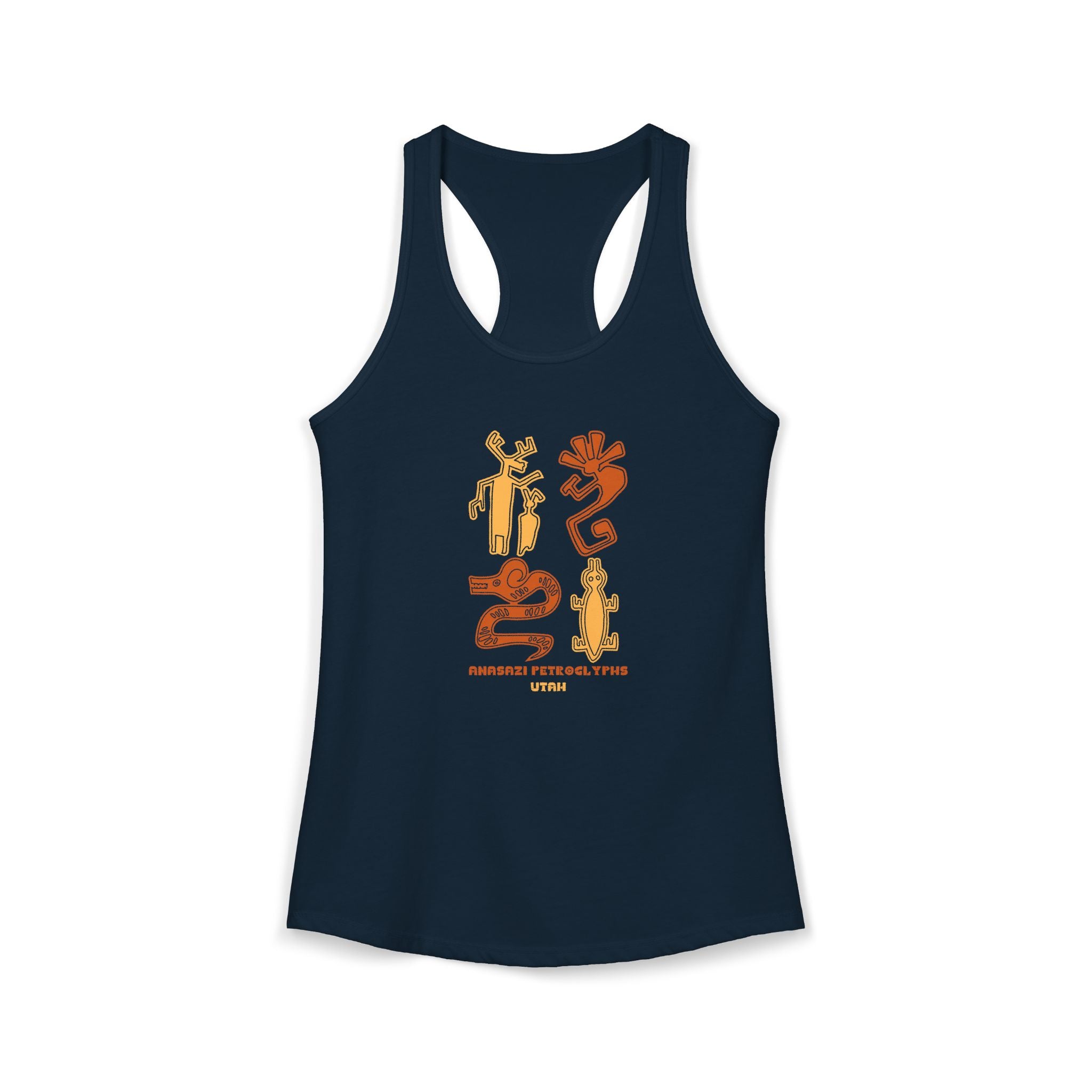Anasazi Petroglyth, Women's Ideal Racerback Tank, Arizona Desert Shirt 5 Colors