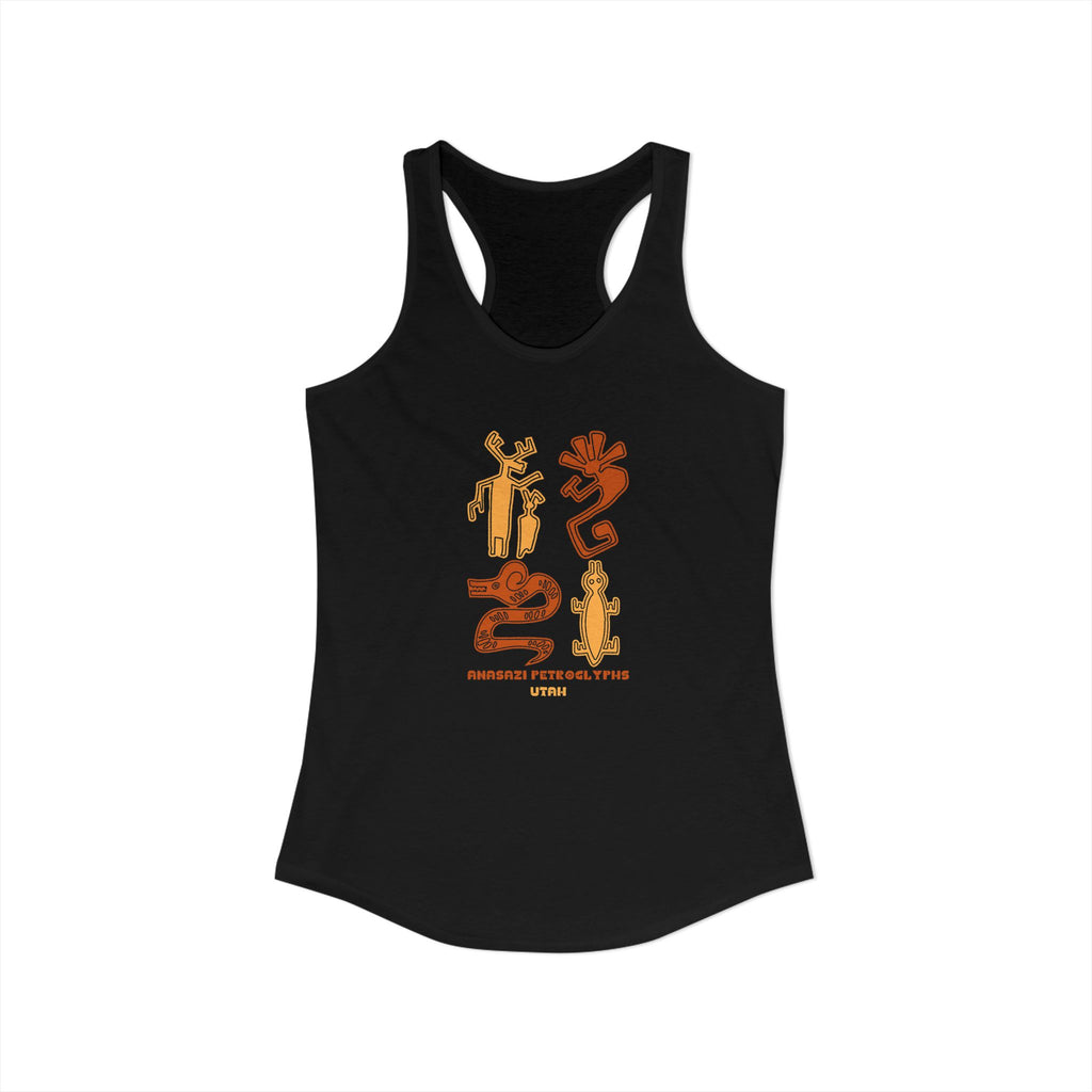 Anasazi Petroglyth, Women's Ideal Racerback Tank, Arizona Desert Shirt 5 Colors