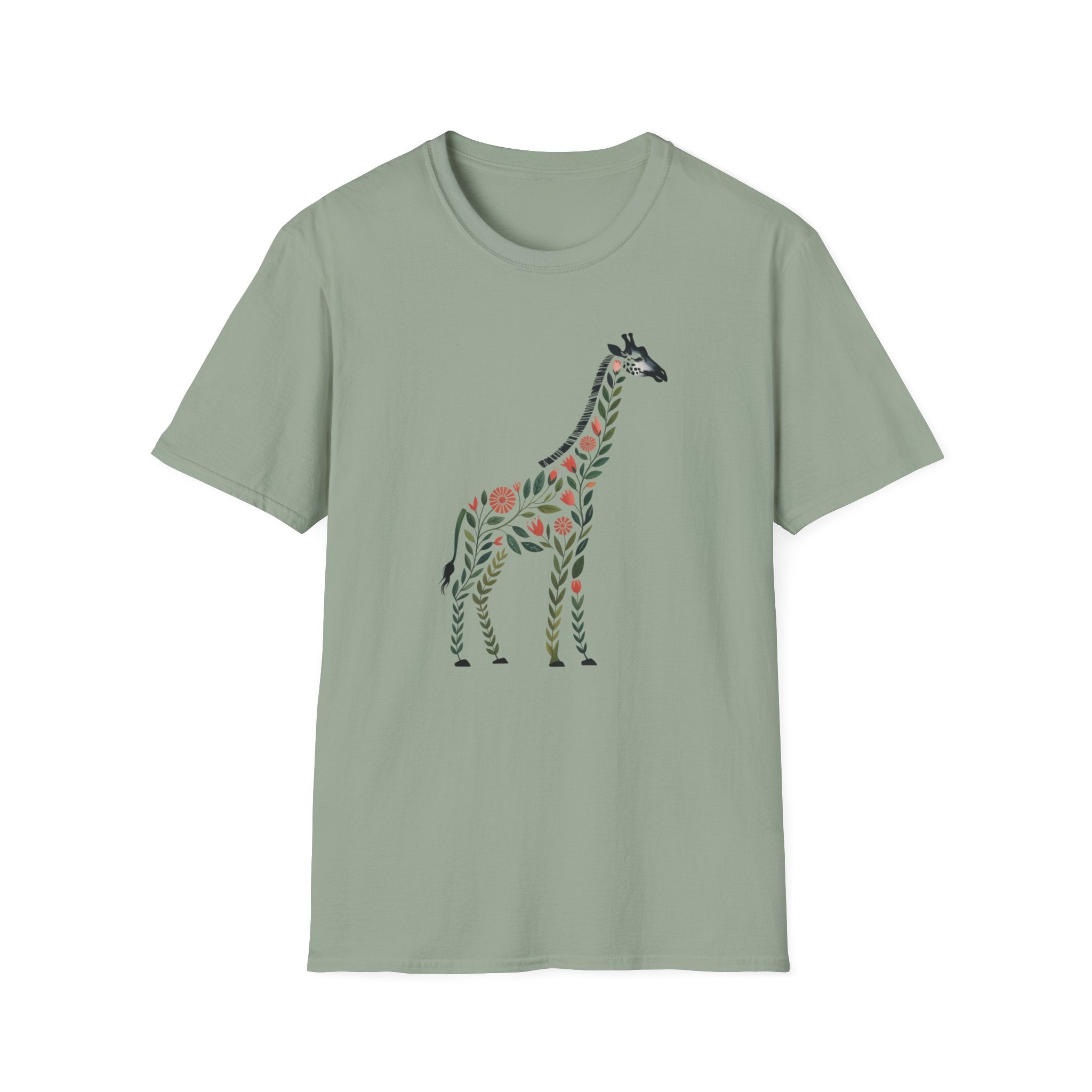Giraffe Floral Graphic T-Shirt — Spring Floral Tee (Personalize Option)