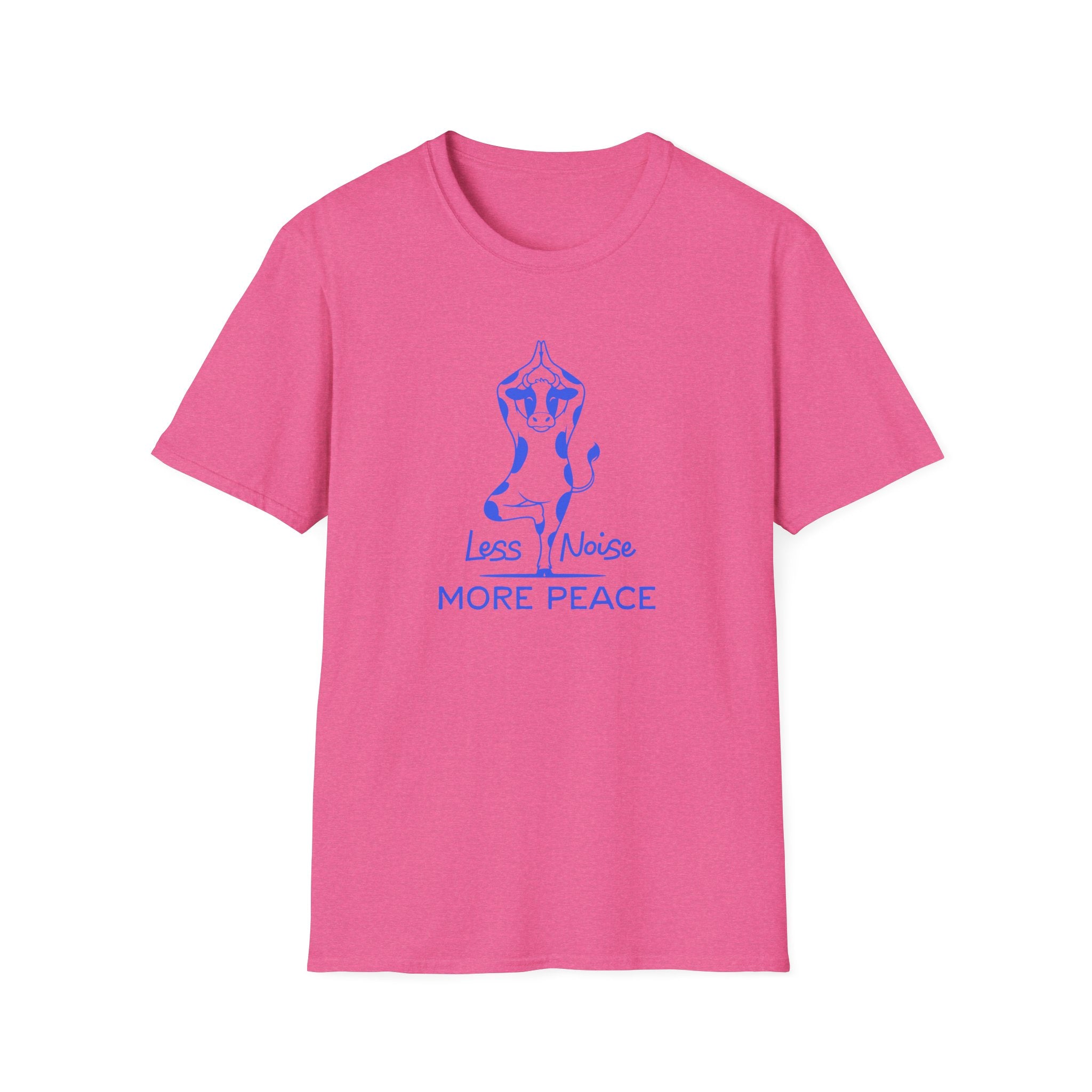 Cow Yoga T-Shirt — "Less Noise, More Peace"