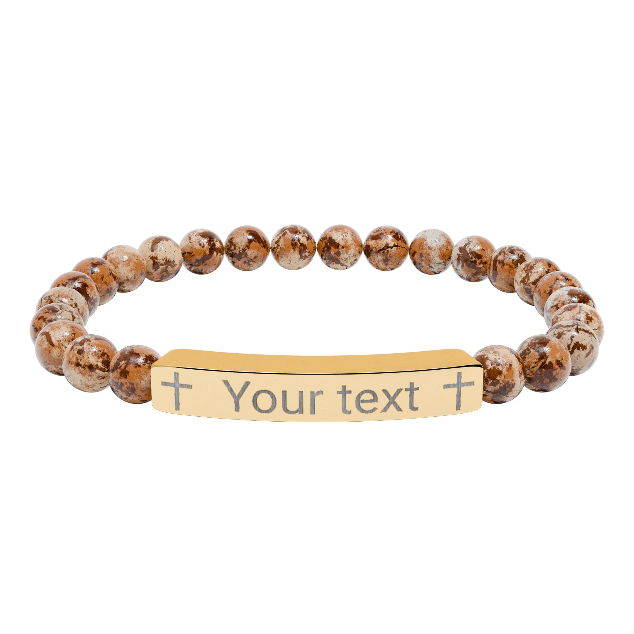 Engraved Name Bar Stone Bracelet, Personalized Natural Stone Bracelet, Custom Name, 18k Gold