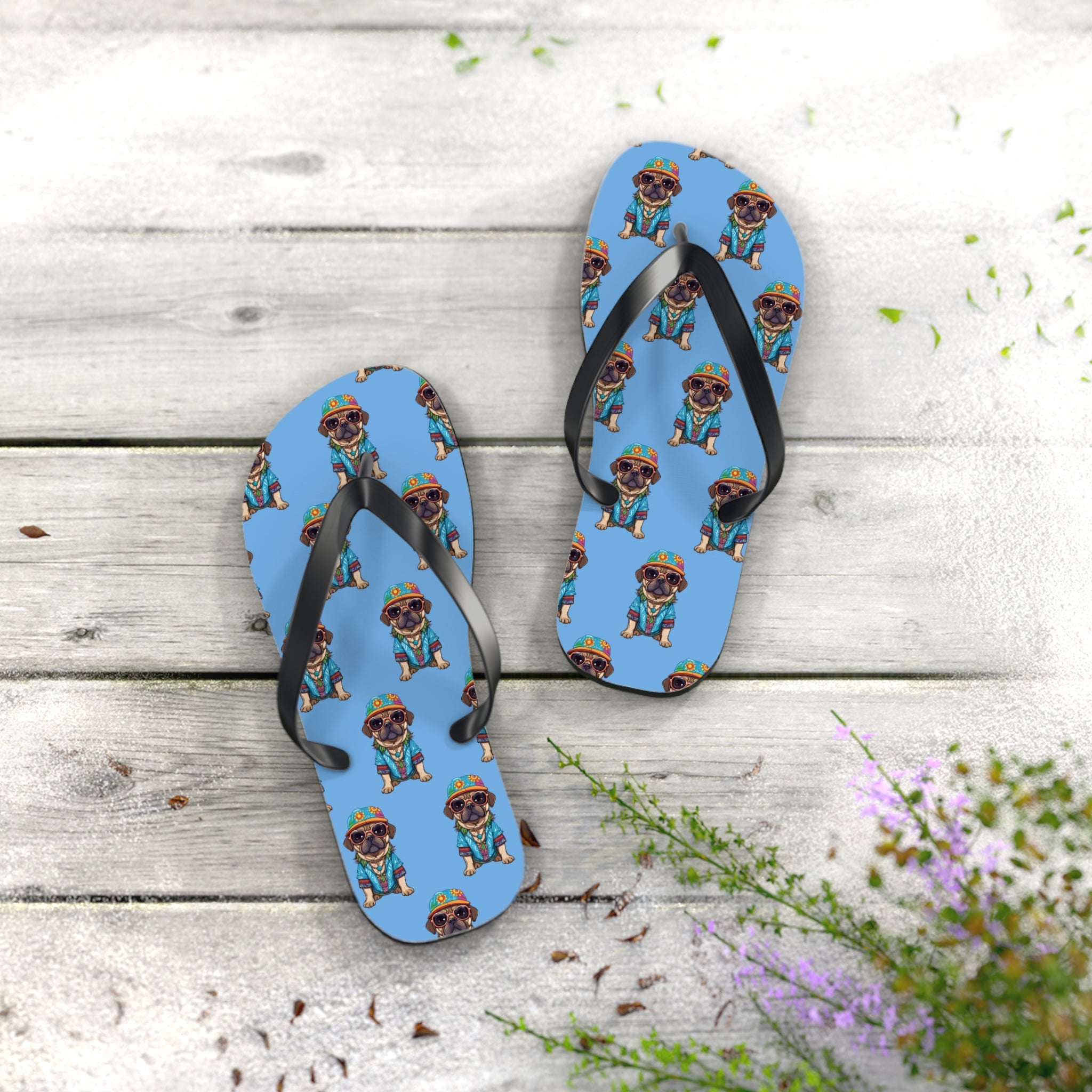 Hippie Pug Flip Flops