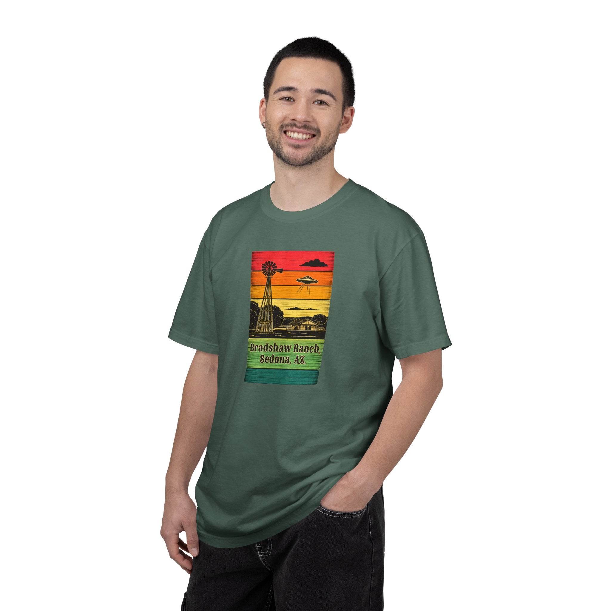 Bradshaw Ranch Sedona AZ Sunset T-shirt, Windmill Desert Design, Men's & Women's