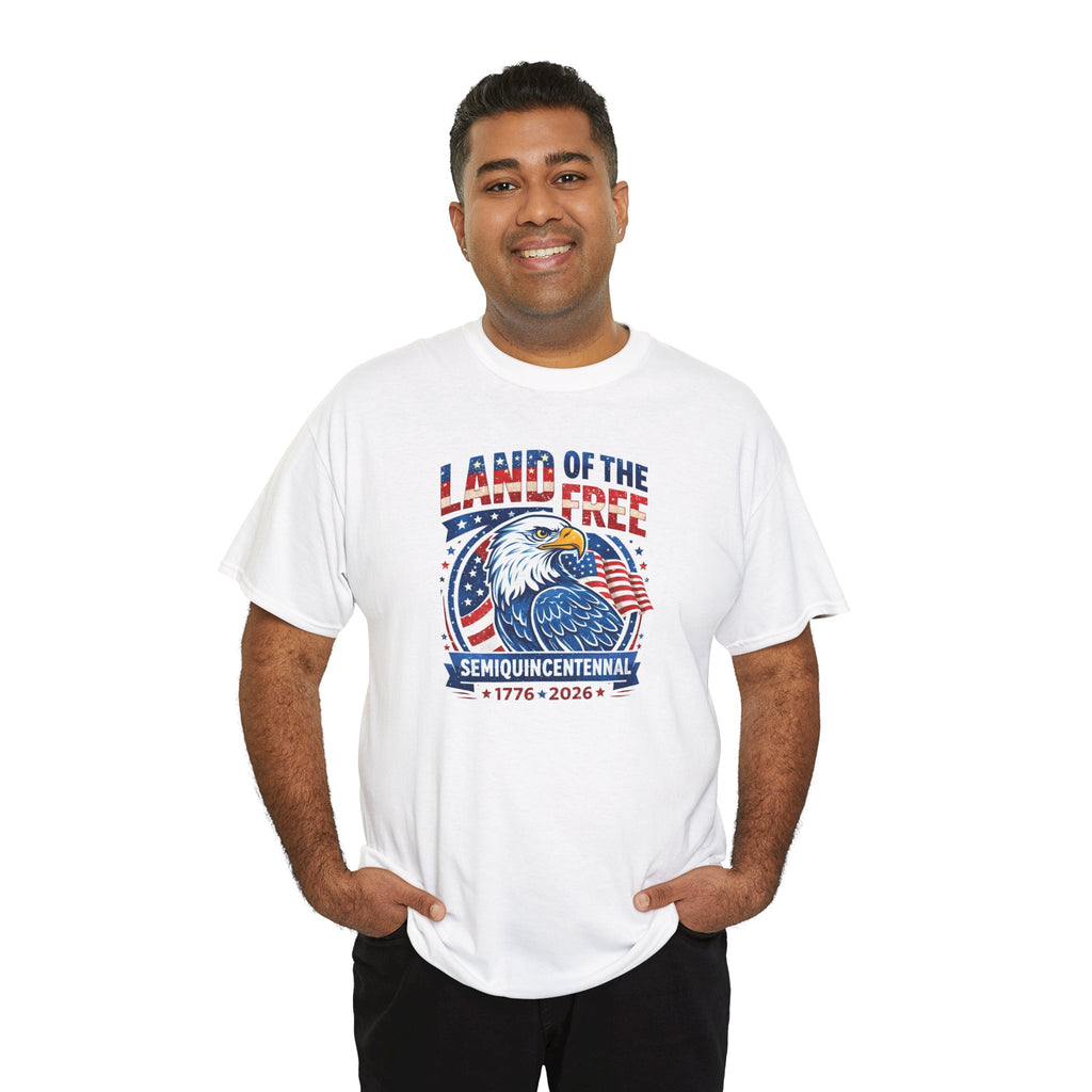 250 Years Land of the Free— Men's Patriotic July 4th Tee