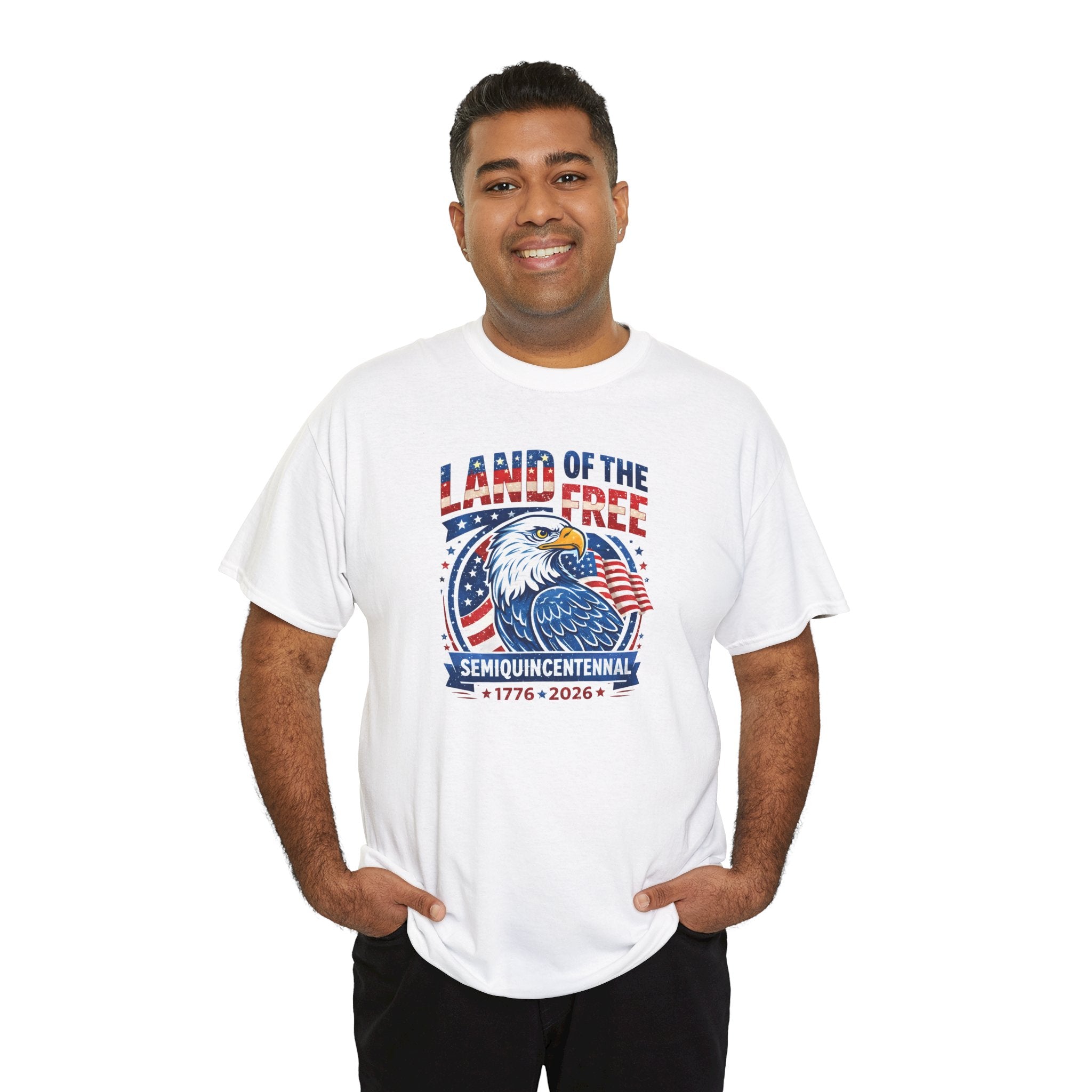 250 Years Land of the Free— Men's Patriotic July 4th Tee