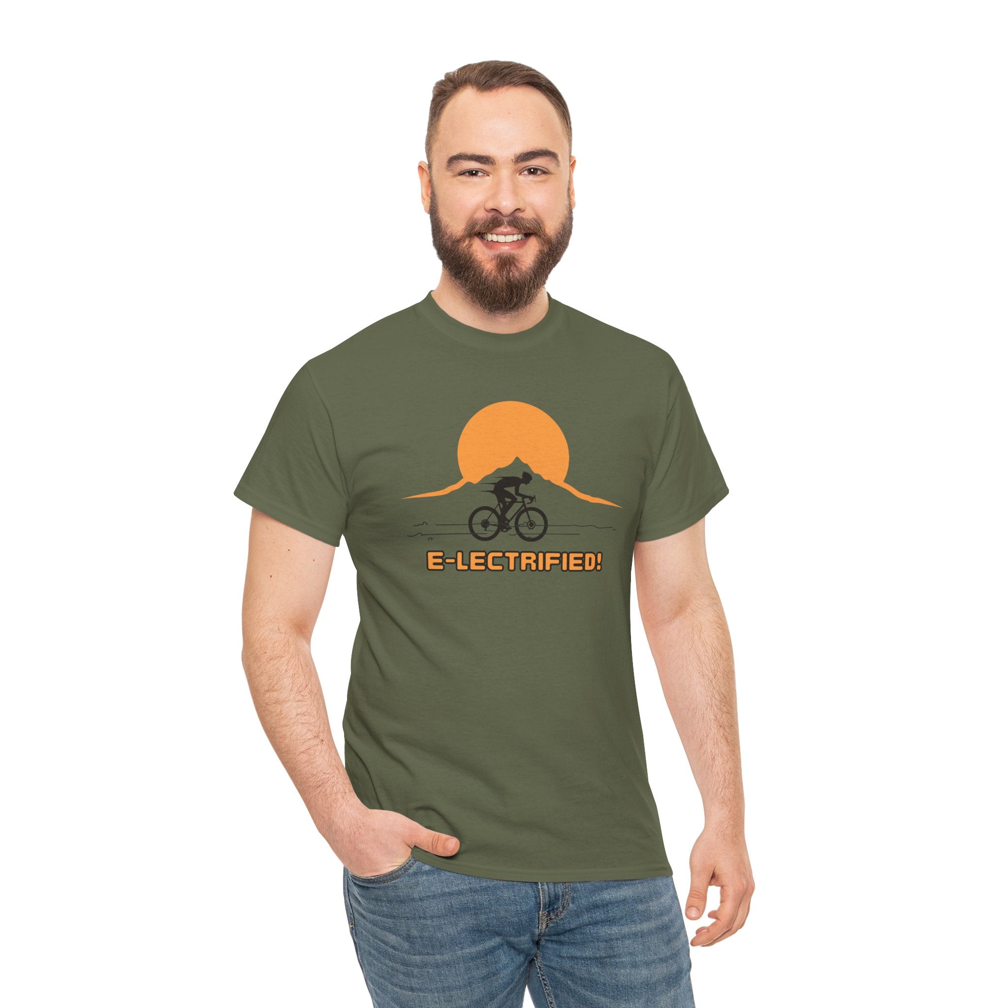 Electrified! E‑Bike Rider Sunset Mountain Cycling T‑Shirt