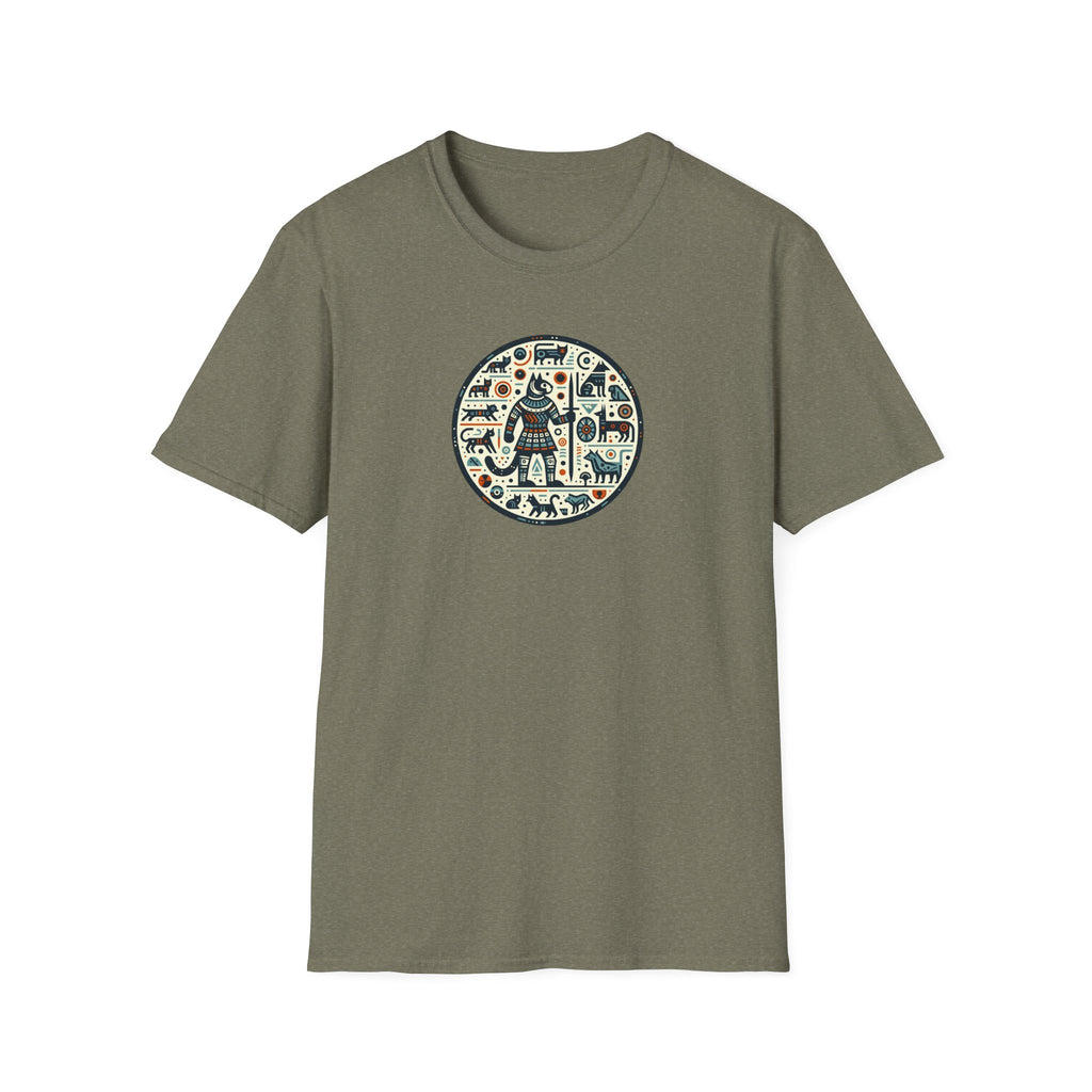 Egyptian Inspired Cat Unisex Softstyle T-Shirt, Casual Wear, Unique Graphic Tee, Gift for Him/Her, Everyday Fashion, Art Lovers Apparel