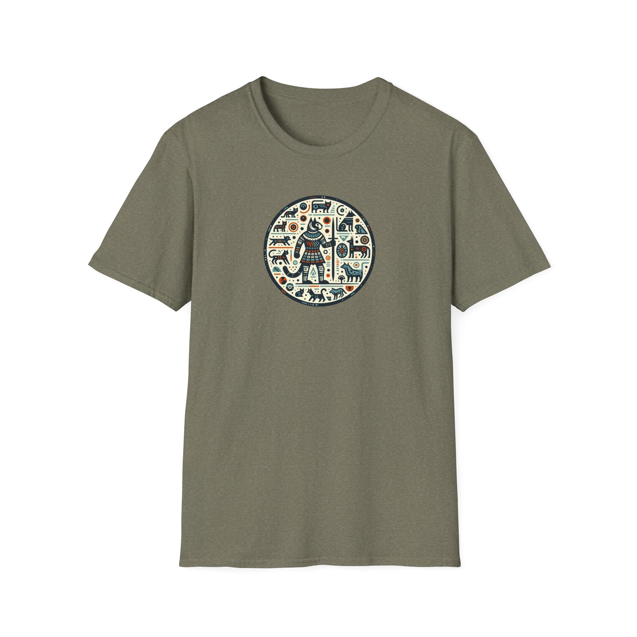 Egyptian Inspired Cat Unisex Softstyle T-Shirt, Casual Wear, Unique Graphic Tee, Gift for Him/Her, Everyday Fashion, Art Lovers Apparel