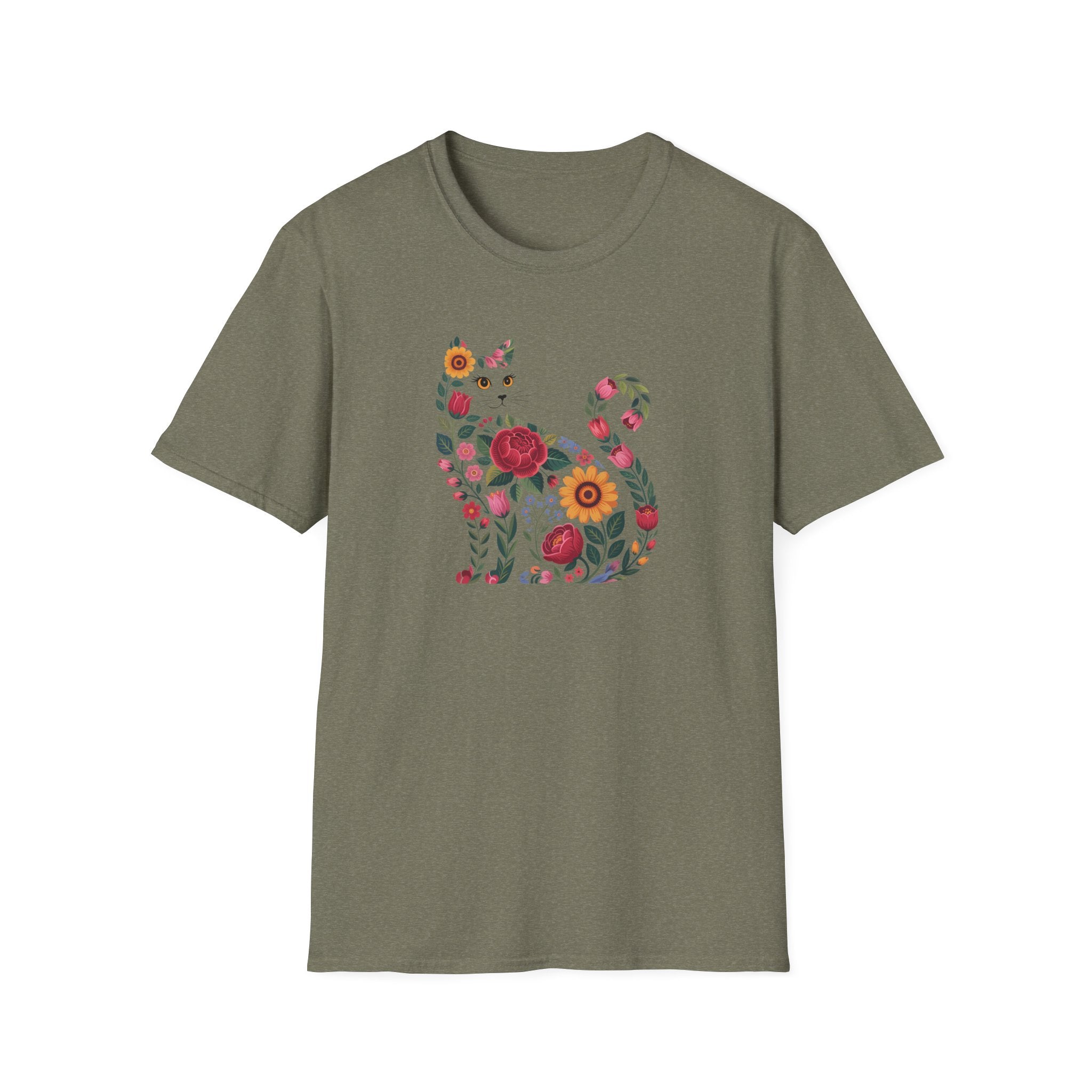 Personalized Boho Floral Cat Tee — Cat Lovers T-Shirt