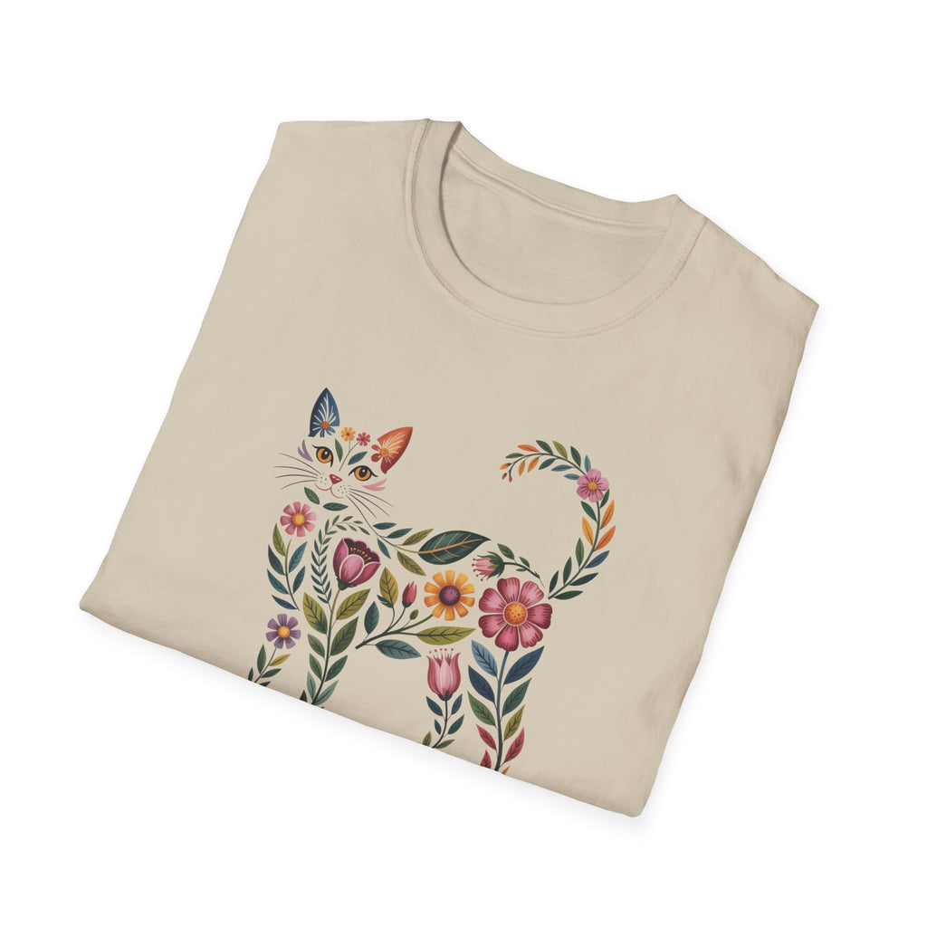 Floral Boho Cat Tee — Cat Lover T-Shirt