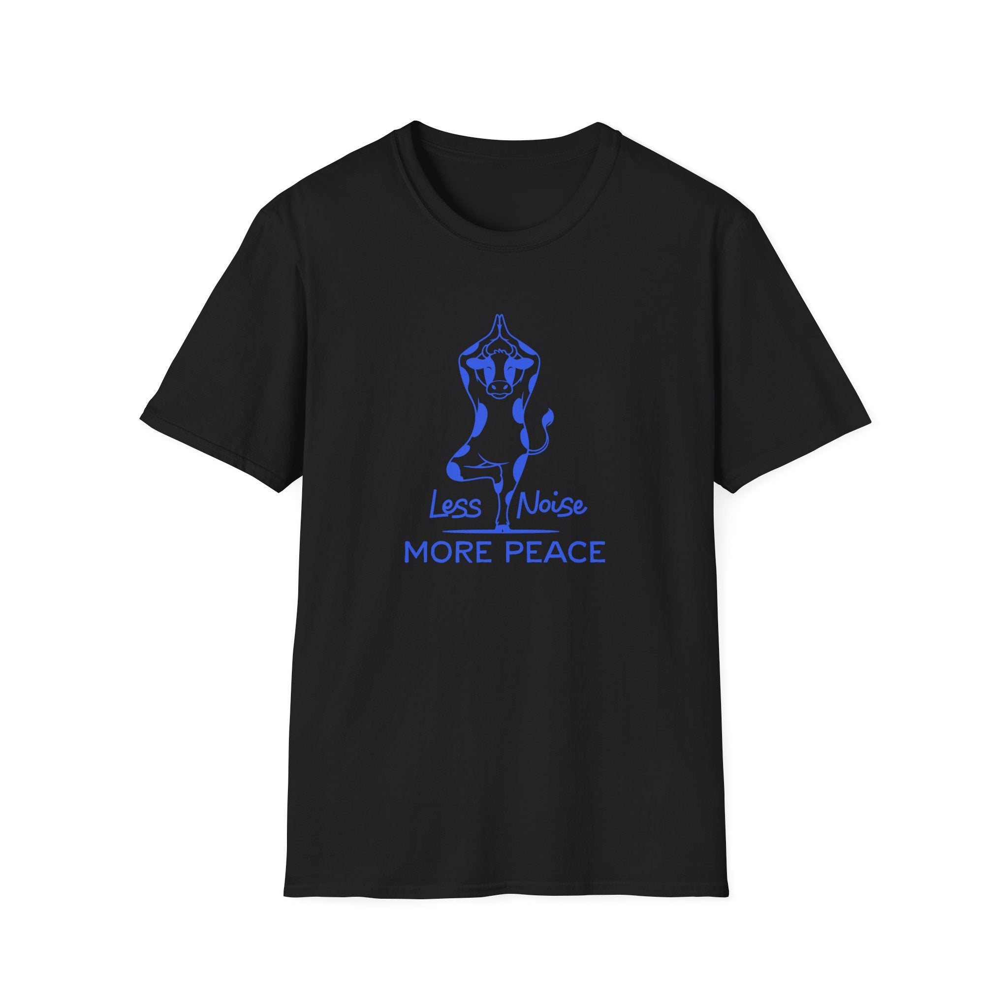 Cow Yoga T-Shirt — "Less Noise, More Peace"