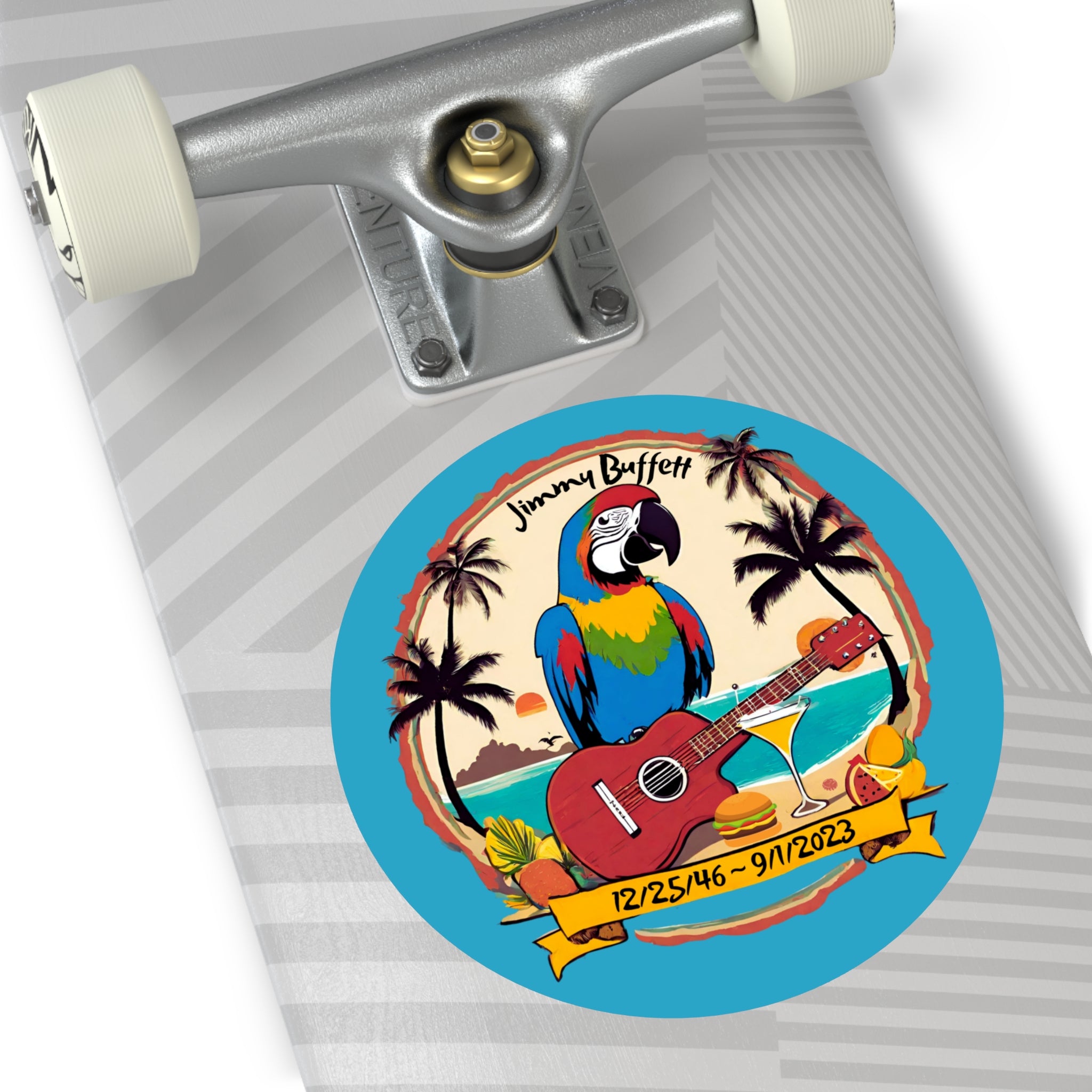 Jimmy Buffett Memorial Round Vinyl Stickers