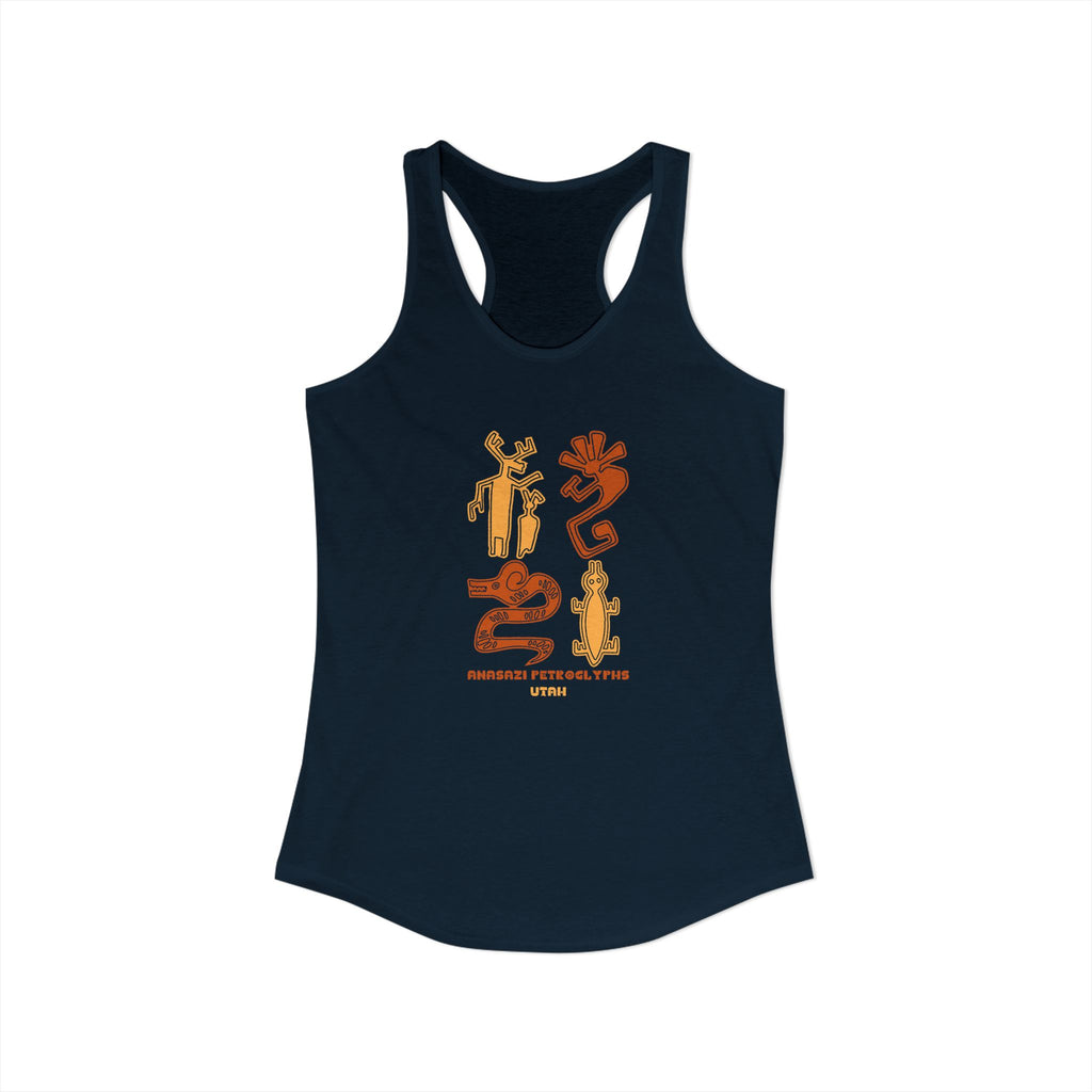 Anasazi Petroglyth, Women's Ideal Racerback Tank, Arizona Desert Shirt 5 Colors
