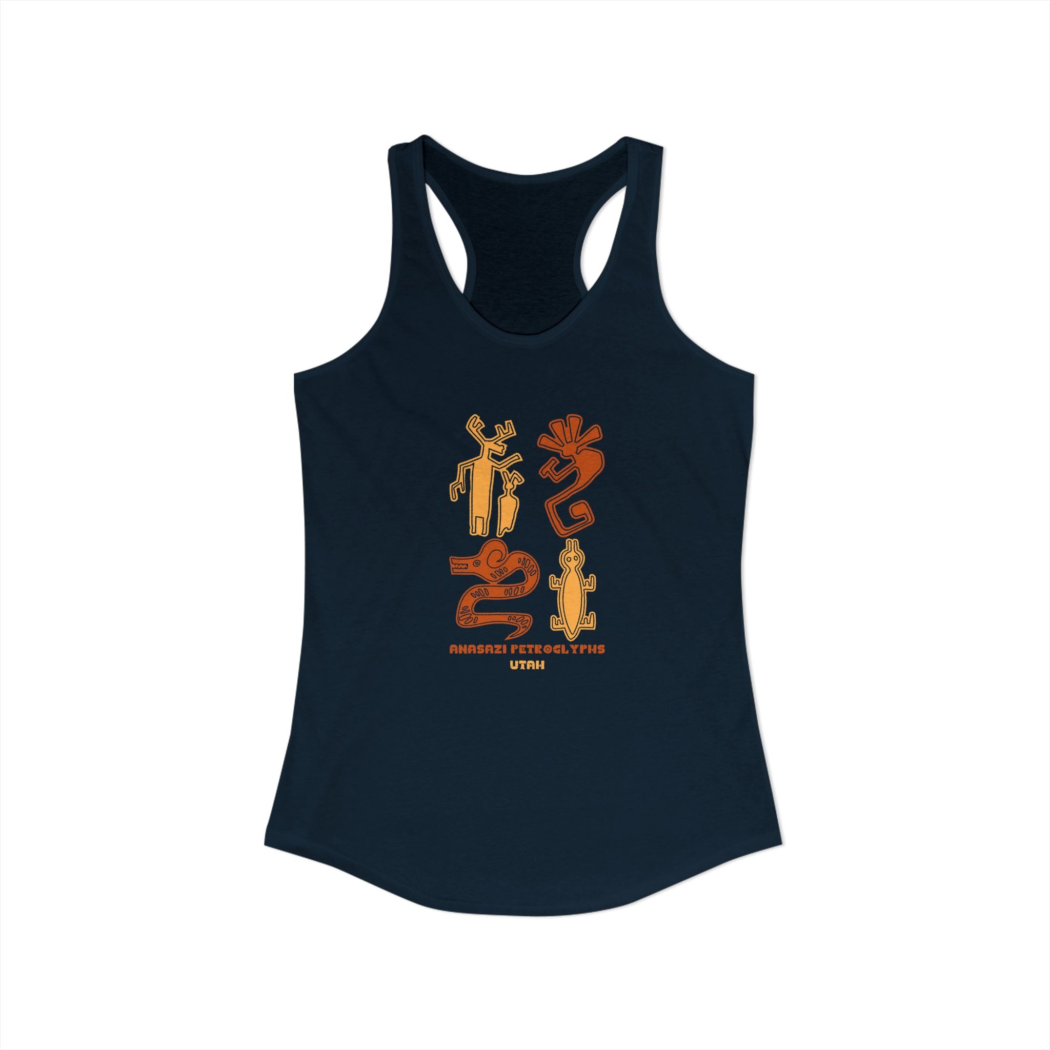 Anasazi Petroglyth, Women's Ideal Racerback Tank, Arizona Desert Shirt 5 Colors