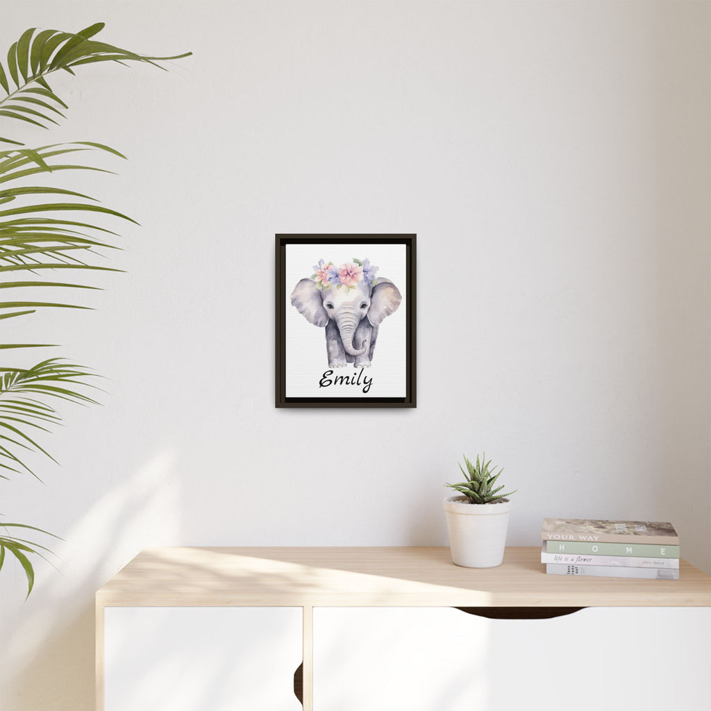 Personalized Baby Elephant Decor, Framed Picture Print, Gender Neutral Safari Animal Theme Gift, Matte Poster
