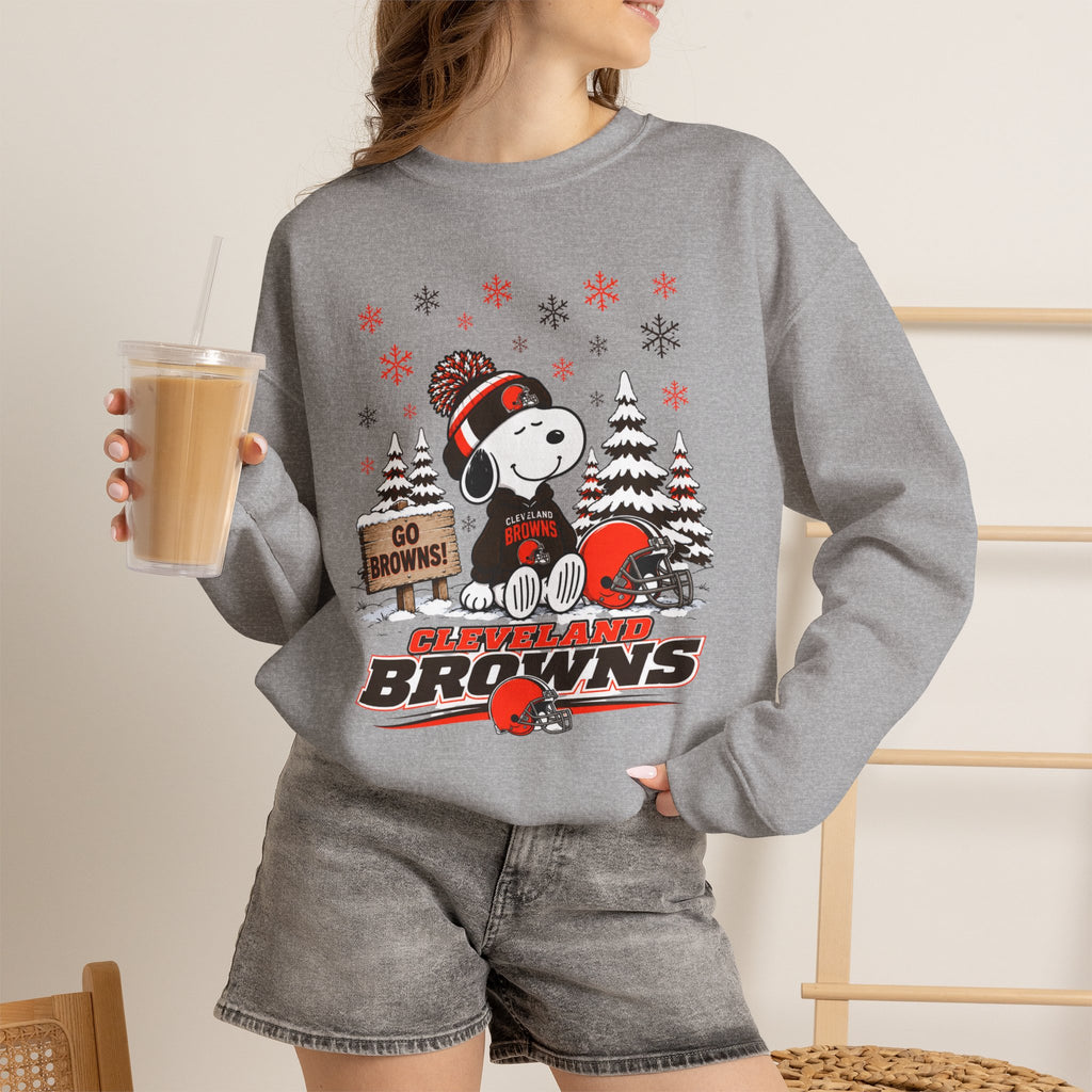 Go Browns!  Snoopy Cleveland Browns Winter Sweatshirt for Men and Women