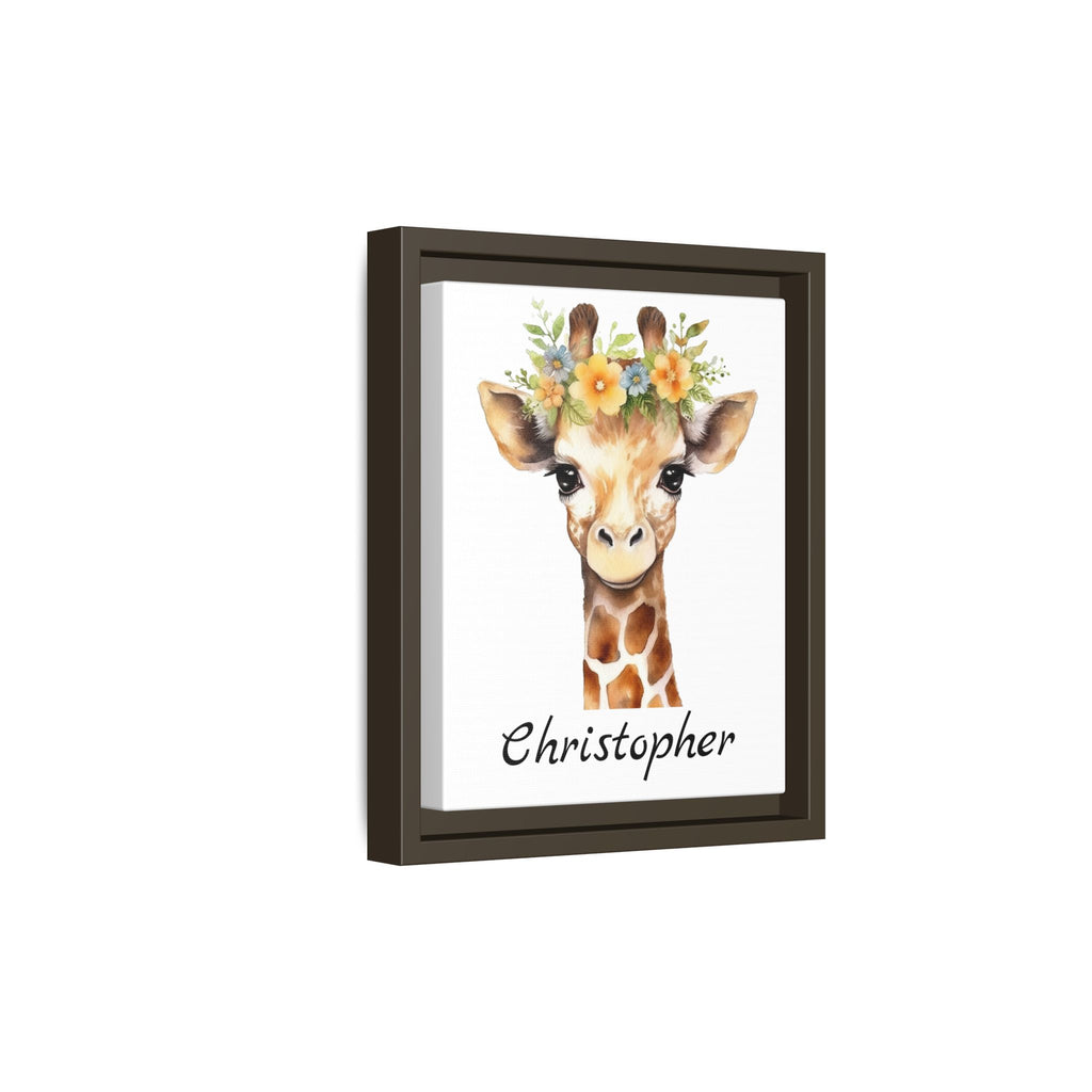 Personalized Baby Giraffe Matte Canvas, Nursery Wall Art