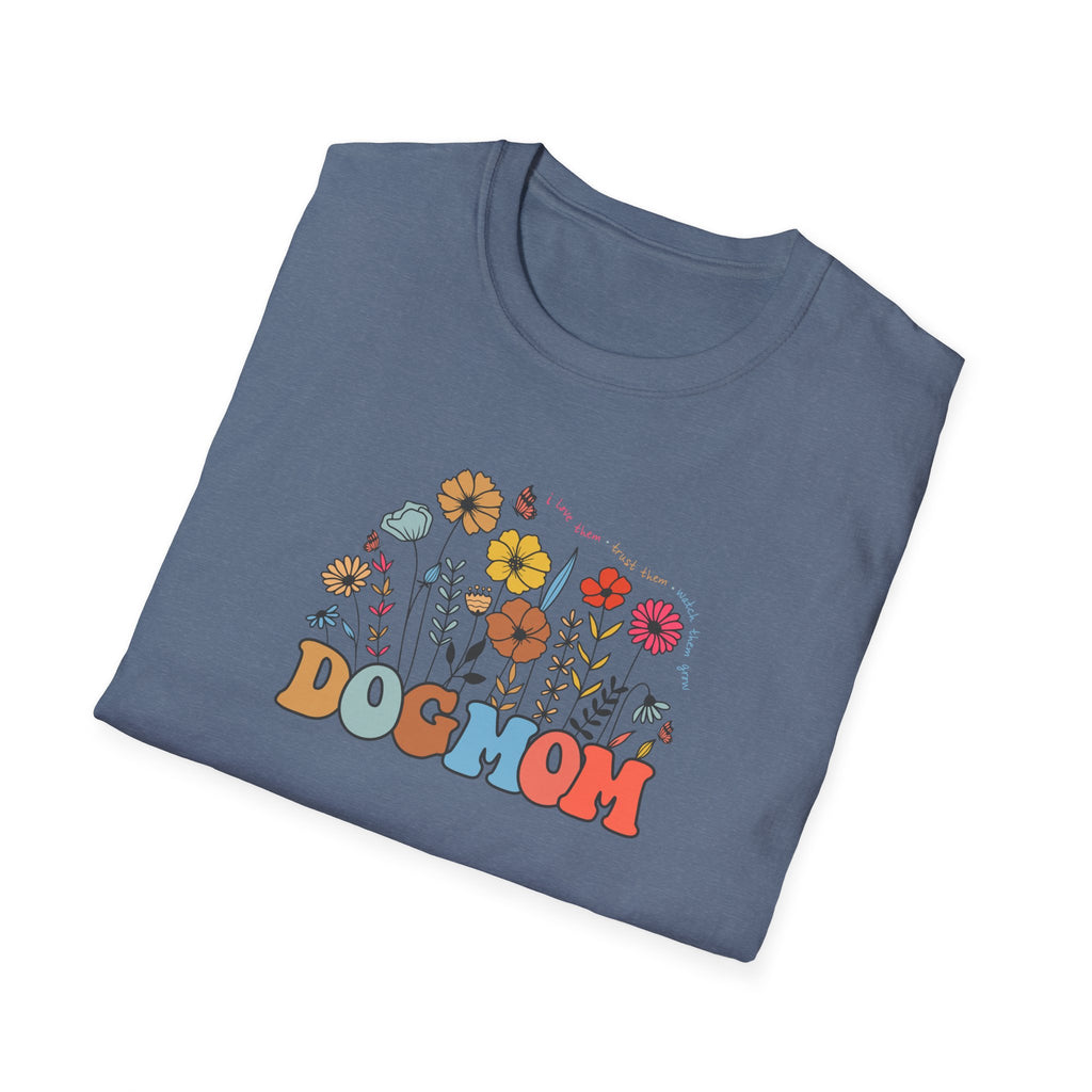 Floral Dog Mom T-Shirt, Cute Pet Lover Tee, Unisex Softstyle T-Shirt, Gifts for Dog Moms, Animal Lover Apparel