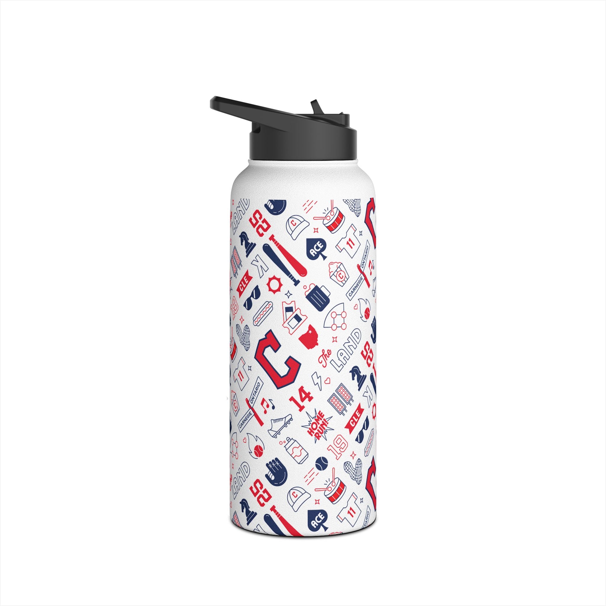 Cleveland Baseball Stainless Steel Water Bottle, CLE Baseball Team Water Bottle, 3 Sizes