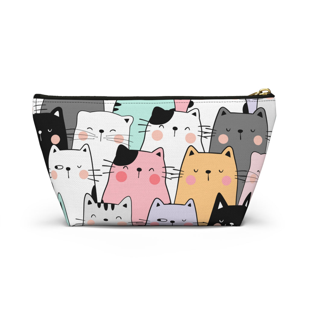 Colorful Cat Print, Travel Accessory Pouch, Make-up Bag