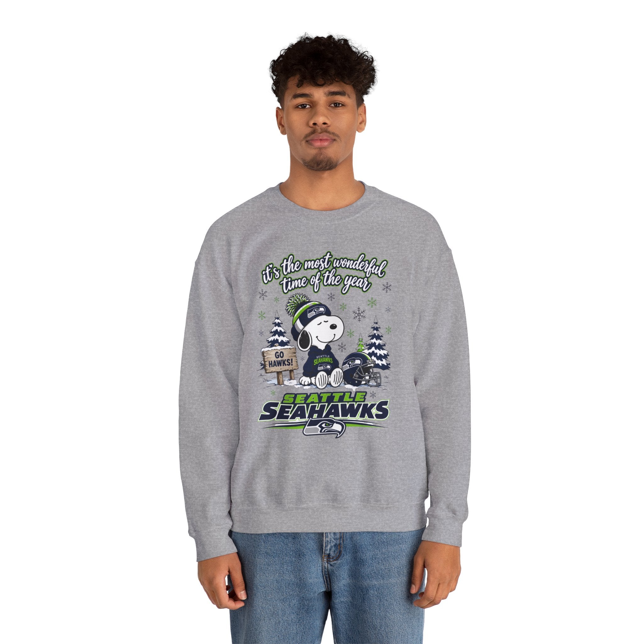 Seattle Seahawks Snowy Snoopy “It’s the Most Wonderful Time of the Year” Sweatshirt