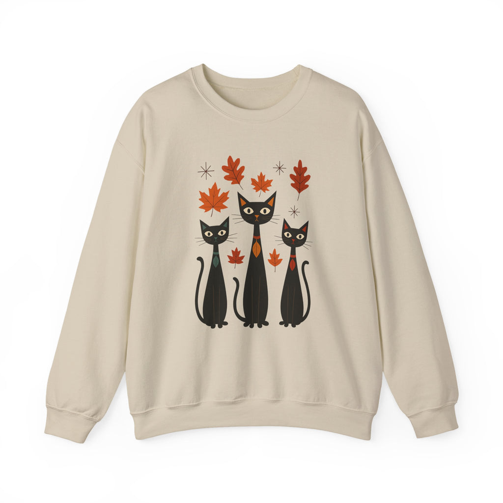 Autumn Cat Crewneck Sweatshirt, Cozy Fall Sweater, Halloween Gift, Cat Lover Apparel, Unisex Sweatshirt