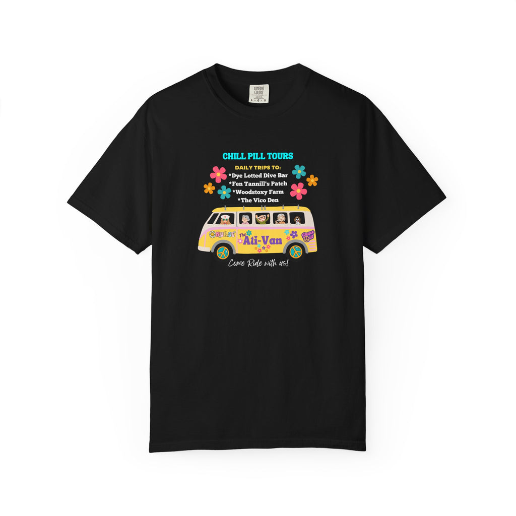 Chill Pill Tours, Funny Nurse T-Shirt, Ati-Van Ride, Unisex Tee, 100% Cotton, Nurse Gift, Soft Nurse T-Shirt