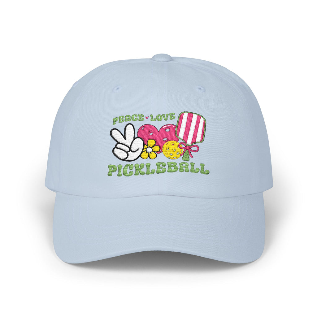 Embroidered Peace Love Pickleball Baseball Cap, Unisex, Pickleball Hat