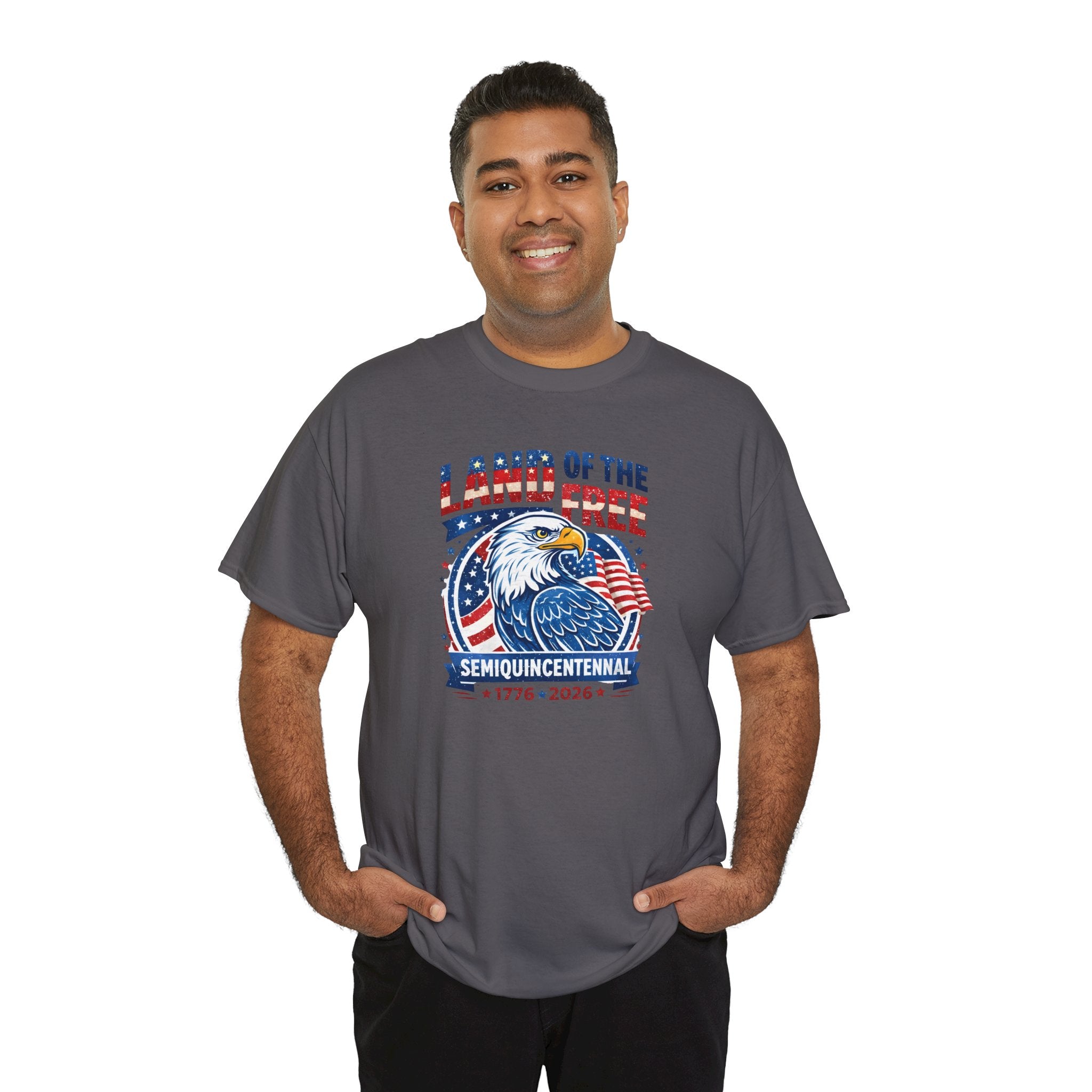250 Years Land of the Free— Men's Patriotic July 4th Tee