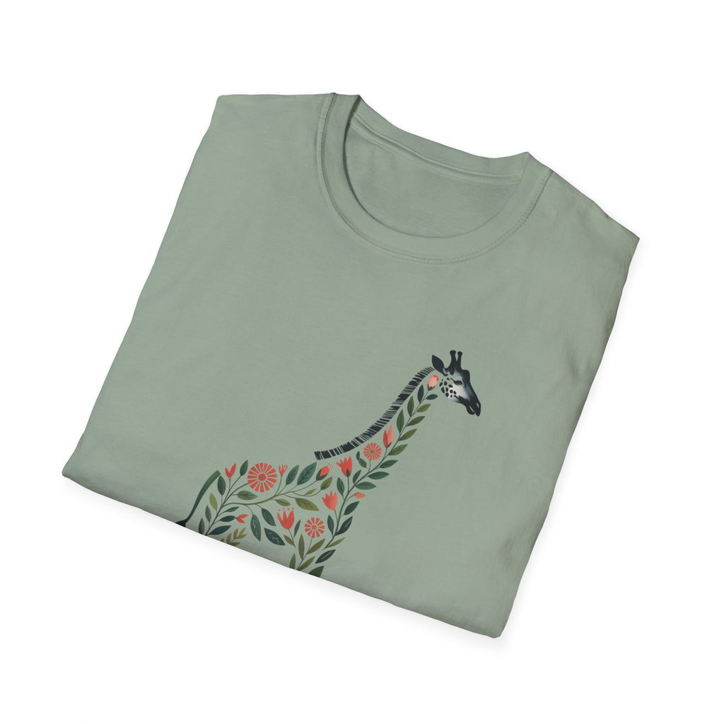 Giraffe Floral Graphic T-Shirt — Spring Floral Tee (Personalize Option)
