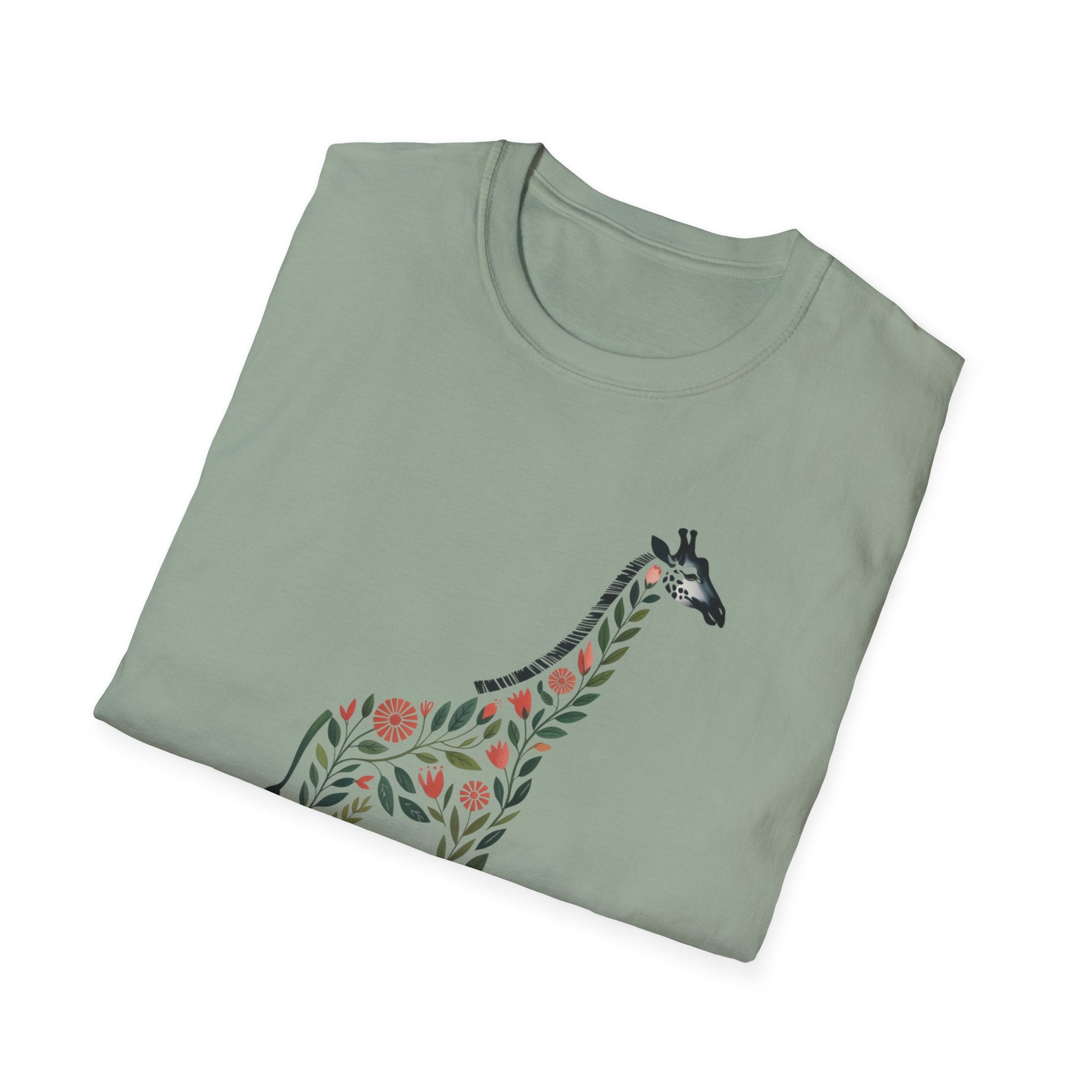 Giraffe Floral Graphic T-Shirt — Spring Floral Tee (Personalize Option)