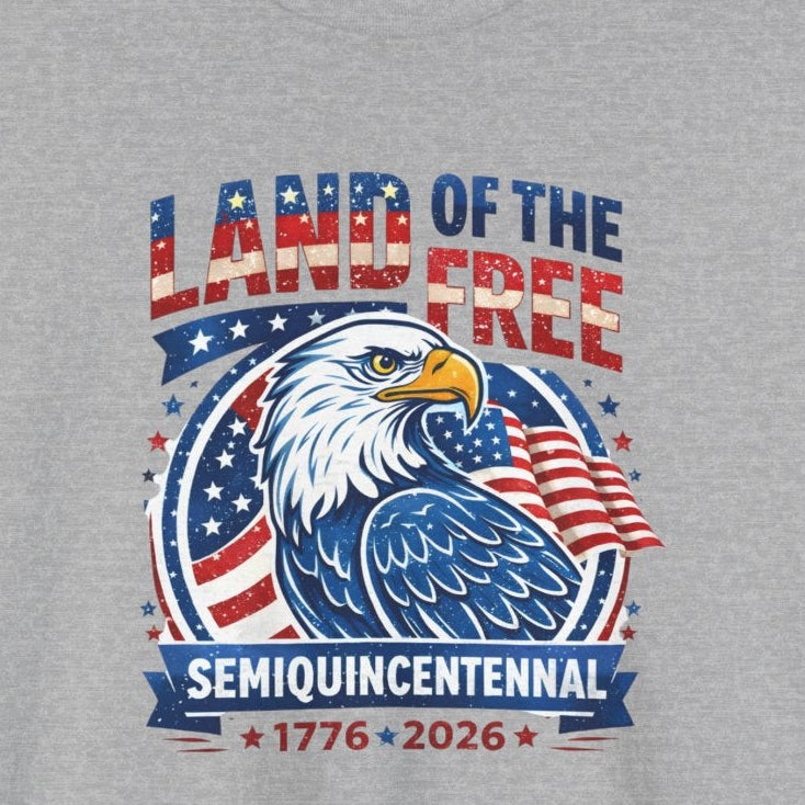 250 Years Land of the Free— Men's Patriotic July 4th Tee