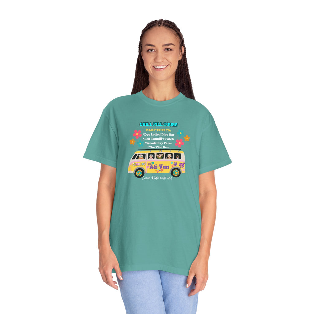 Chill Pill Tours, Funny Nurse T-Shirt, Ati-Van Ride, Unisex Tee, 100% Cotton, Nurse Gift, Soft Nurse T-Shirt